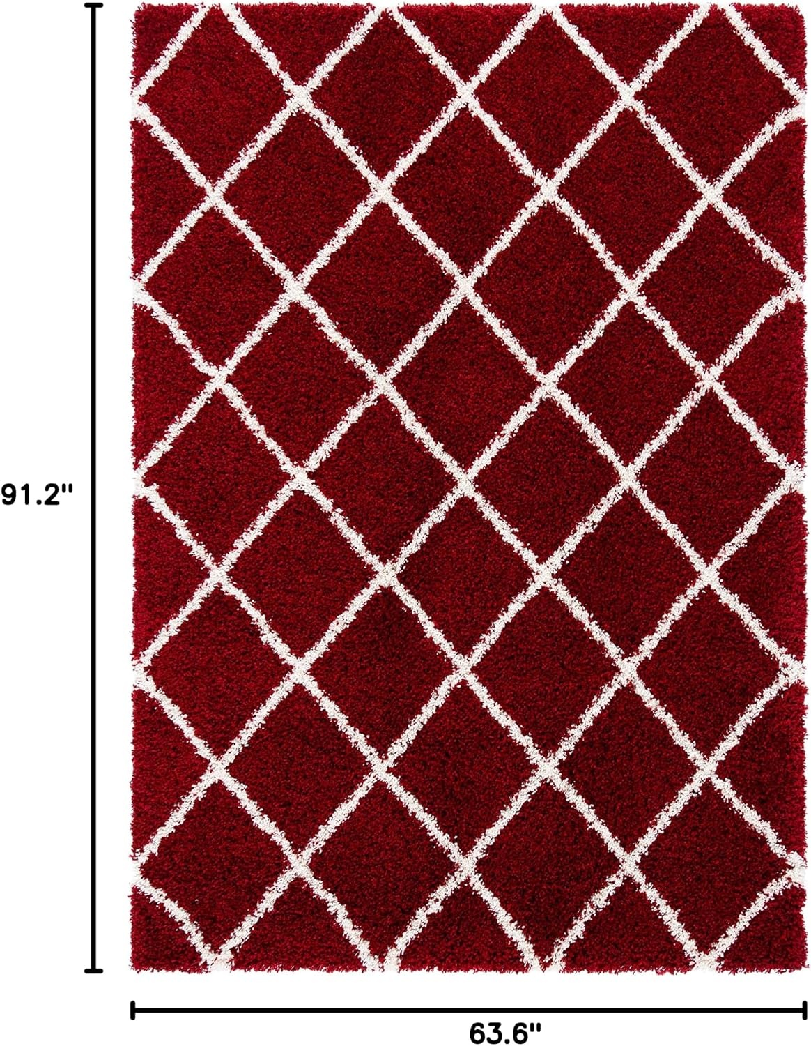 image:imageSAFAVIEH Area Rug 8x10 Hudson Shag Collection Large Ivory amp Grey Trellis Pattern NonShedding amp Easy Cleaning Ultra Plush Thick Pile Ideal for Living Room Bedroom Dining Space SGH222DRedIvory