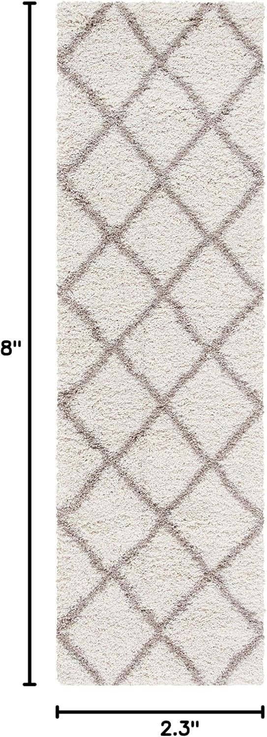 image:imageSAFAVIEH Area Rug 8x10 Hudson Shag Collection Large Ivory amp Grey Trellis Pattern NonShedding amp Easy Cleaning Ultra Plush Thick Pile Ideal for Living Room Bedroom Dining Space SGH222DIvoryBeige
