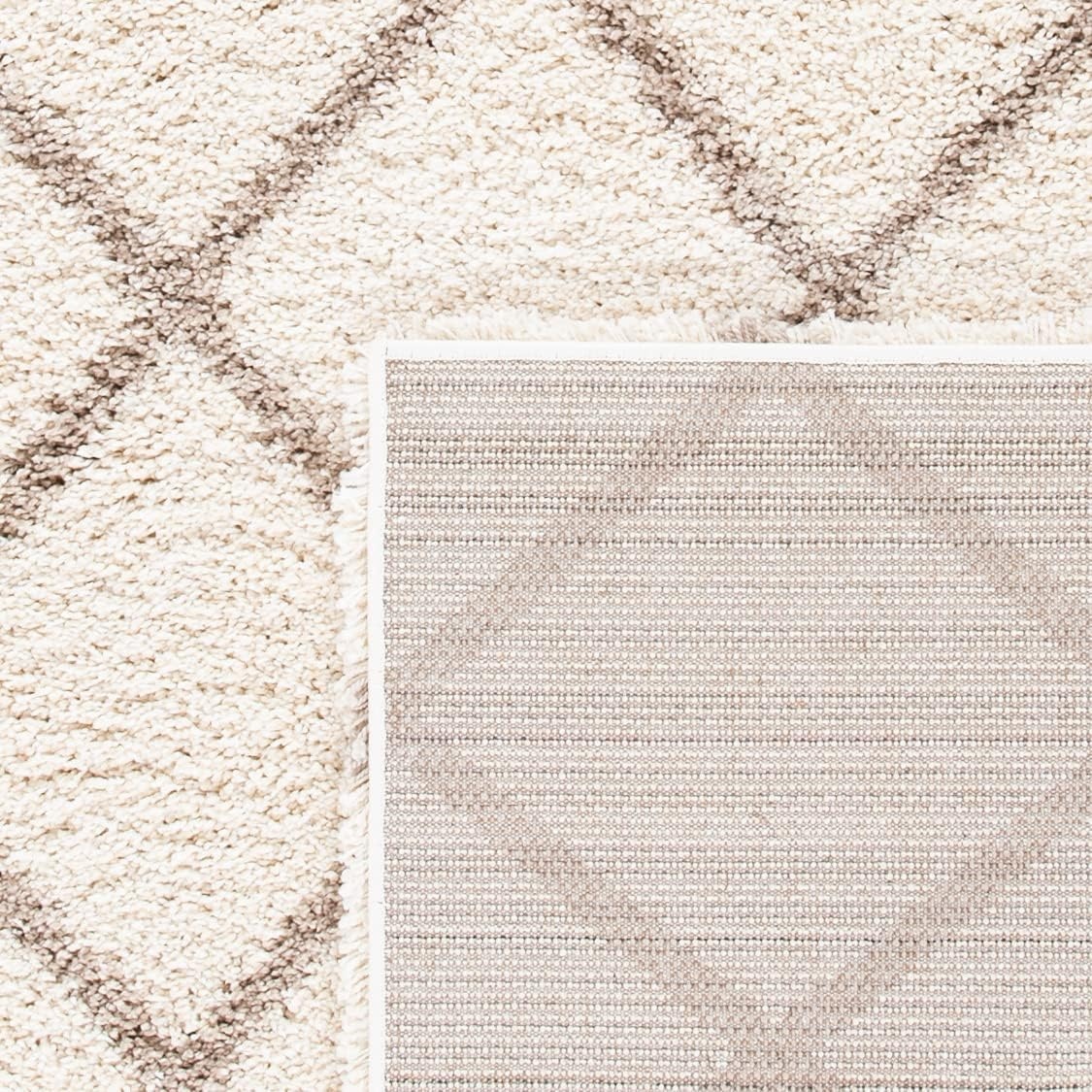 image:imageSAFAVIEH Area Rug 8x10 Hudson Shag Collection Large Ivory amp Grey Trellis Pattern NonShedding amp Easy Cleaning Ultra Plush Thick Pile Ideal for Living Room Bedroom Dining Space SGH222DIvoryBeige