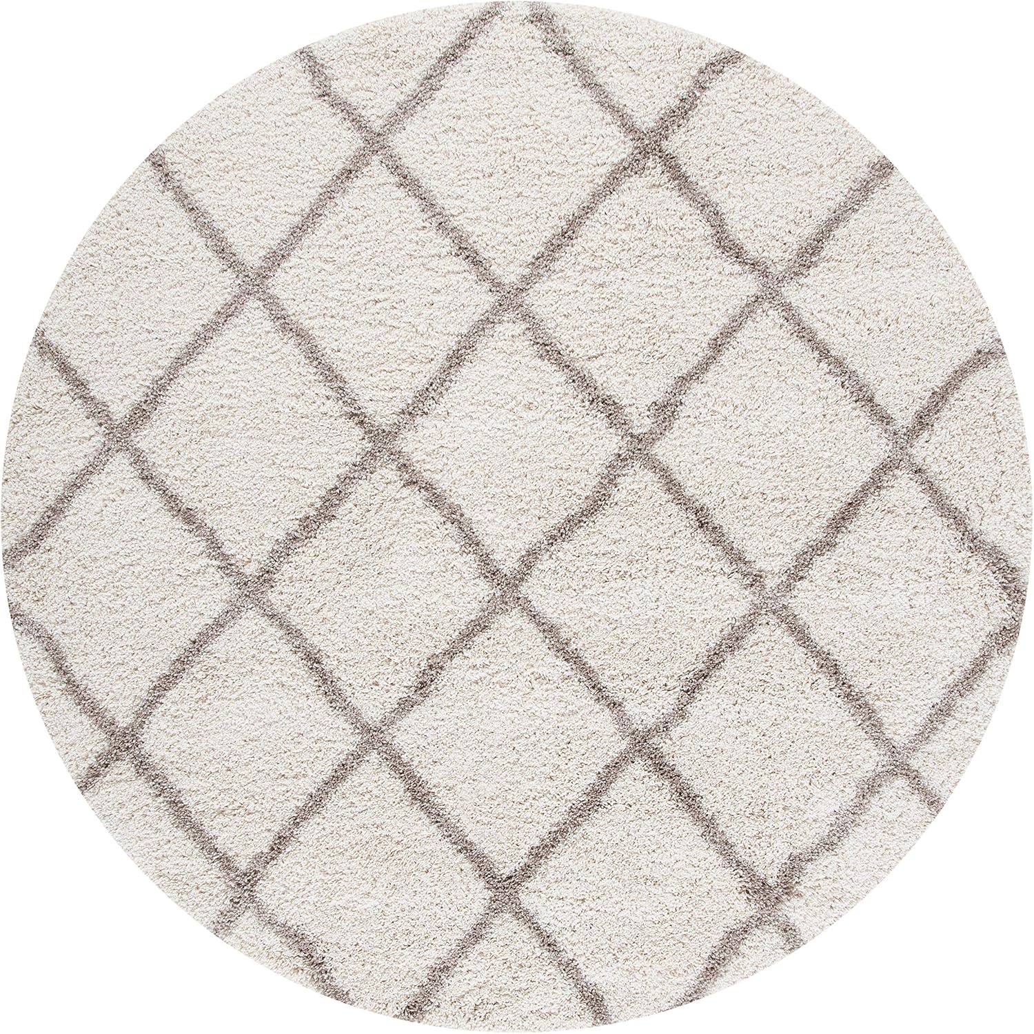 image:imageSAFAVIEH Area Rug 8x10 Hudson Shag Collection Large Ivory amp Grey Trellis Pattern NonShedding amp Easy Cleaning Ultra Plush Thick Pile Ideal for Living Room Bedroom Dining Space SGH222DIvoryBeige