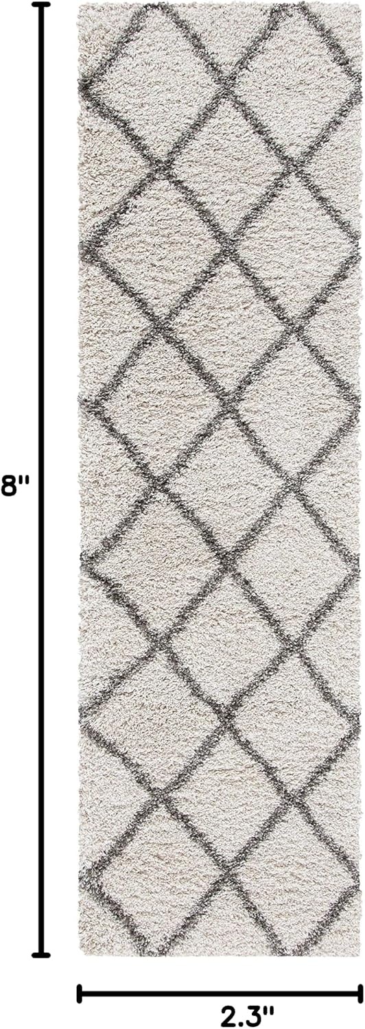 image:imageSAFAVIEH Area Rug 8x10 Hudson Shag Collection Large Ivory amp Grey Trellis Pattern NonShedding amp Easy Cleaning Ultra Plush Thick Pile Ideal for Living Room Bedroom Dining Space SGH222DIvoryGrey
