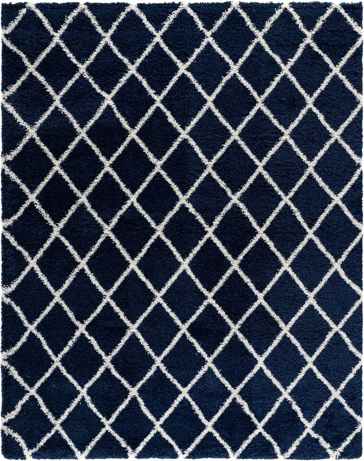 image:imageSAFAVIEH Area Rug 8x10 Hudson Shag Collection Large Ivory amp Grey Trellis Pattern NonShedding amp Easy Cleaning Ultra Plush Thick Pile Ideal for Living Room Bedroom Dining Space SGH222DNavyIvory