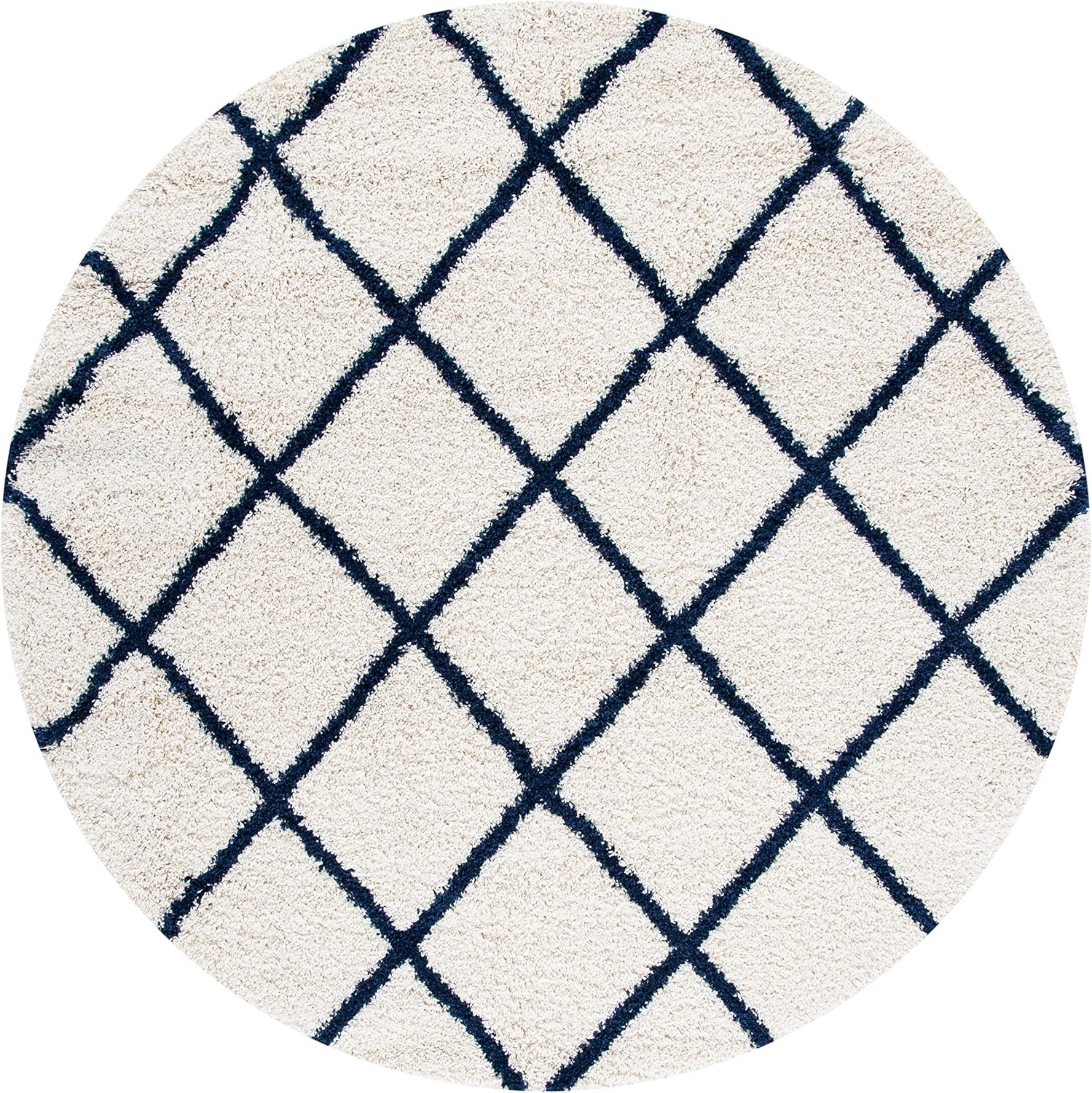 image:imageSAFAVIEH Area Rug 8x10 Hudson Shag Collection Large Ivory amp Grey Trellis Pattern NonShedding amp Easy Cleaning Ultra Plush Thick Pile Ideal for Living Room Bedroom Dining Space SGH222DIvoryNavy