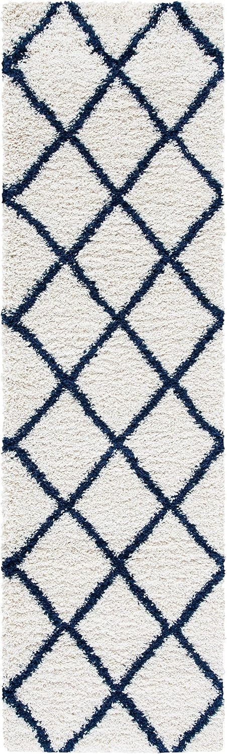 image:imageSAFAVIEH Area Rug 8x10 Hudson Shag Collection Large Ivory amp Grey Trellis Pattern NonShedding amp Easy Cleaning Ultra Plush Thick Pile Ideal for Living Room Bedroom Dining Space SGH222DIvoryNavy