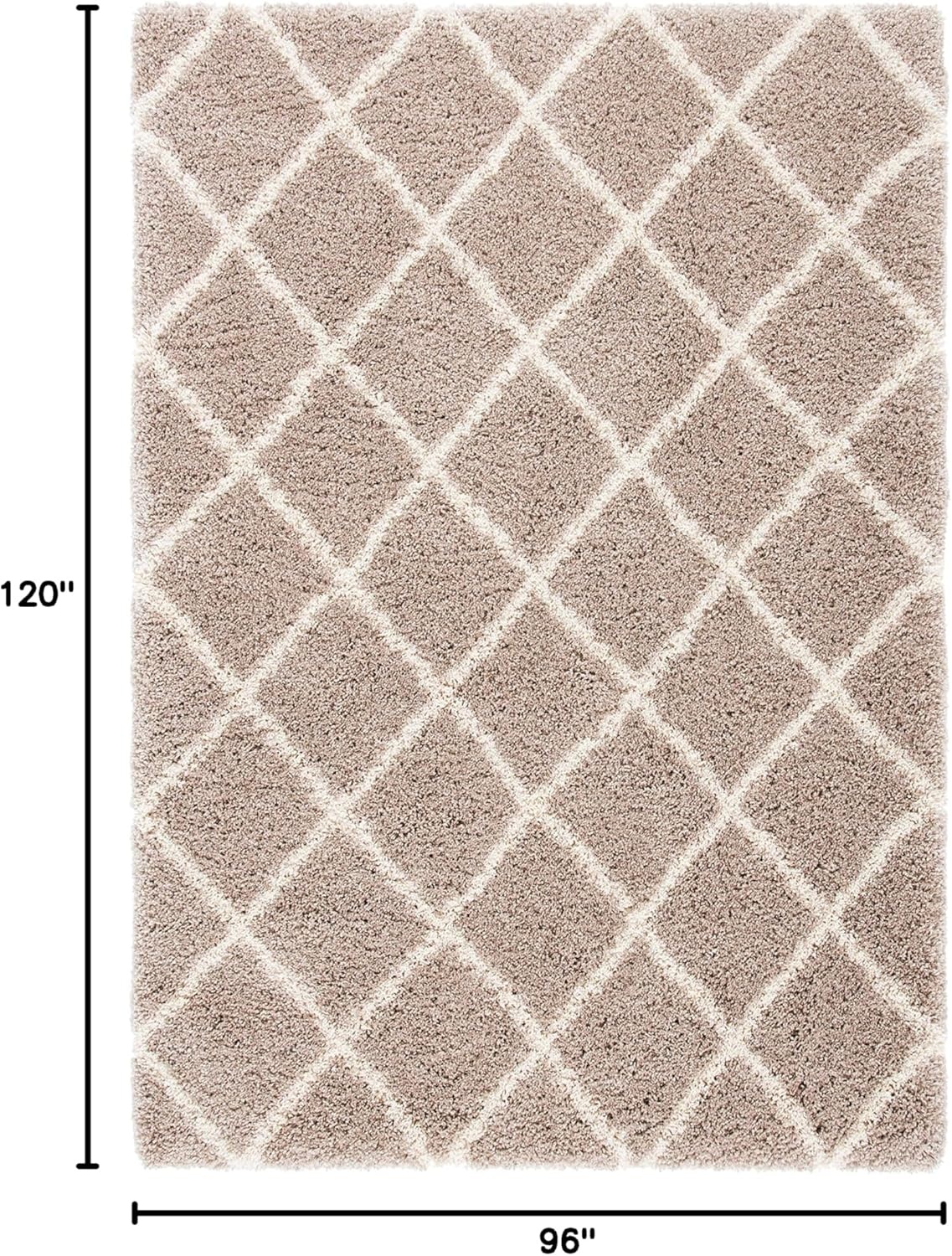 image:imageSAFAVIEH Area Rug 8x10 Hudson Shag Collection Large Ivory amp Grey Trellis Pattern NonShedding amp Easy Cleaning Ultra Plush Thick Pile Ideal for Living Room Bedroom Dining Space SGH222DBeigeIvory