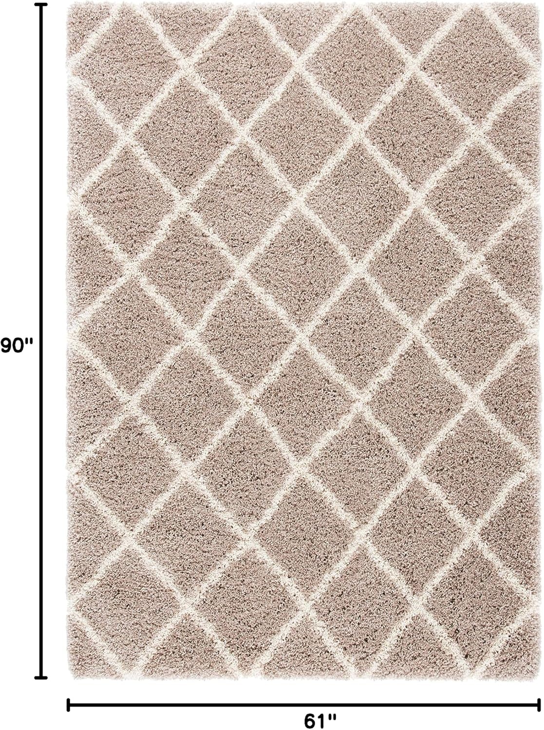 image:imageSAFAVIEH Area Rug 8x10 Hudson Shag Collection Large Ivory amp Grey Trellis Pattern NonShedding amp Easy Cleaning Ultra Plush Thick Pile Ideal for Living Room Bedroom Dining Space SGH222DBeigeIvory