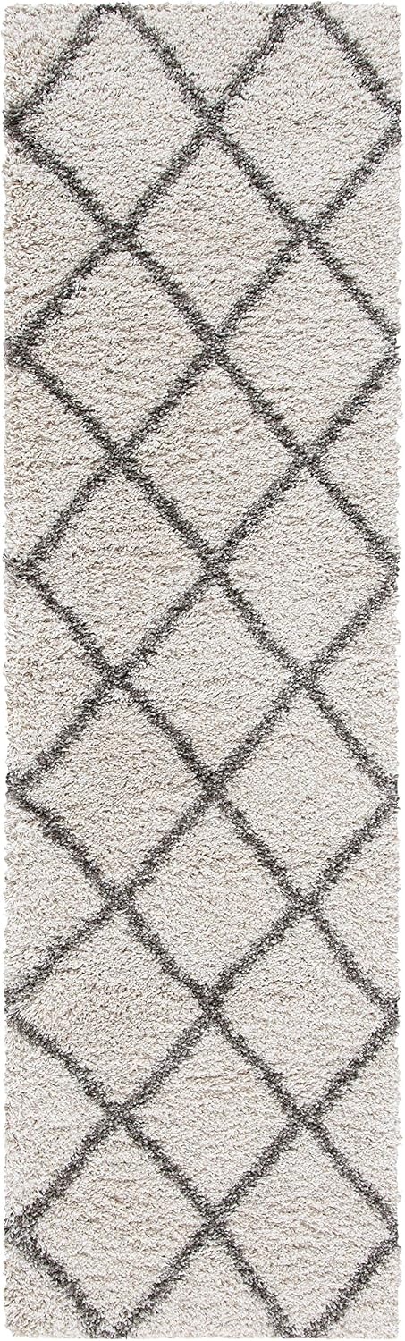 image:imageSAFAVIEH Area Rug 8x10 Hudson Shag Collection Large Ivory amp Grey Trellis Pattern NonShedding amp Easy Cleaning Ultra Plush Thick Pile Ideal for Living Room Bedroom Dining Space SGH222DIvoryGrey