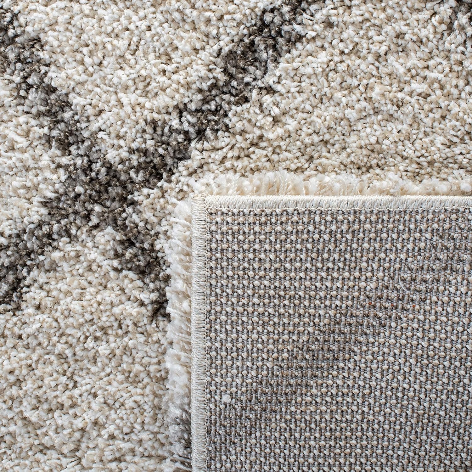 image:imageSAFAVIEH Area Rug 8x10 Hudson Shag Collection Large Ivory amp Grey Trellis Pattern NonShedding amp Easy Cleaning Ultra Plush Thick Pile Ideal for Living Room Bedroom Dining Space SGH222DIvoryGrey