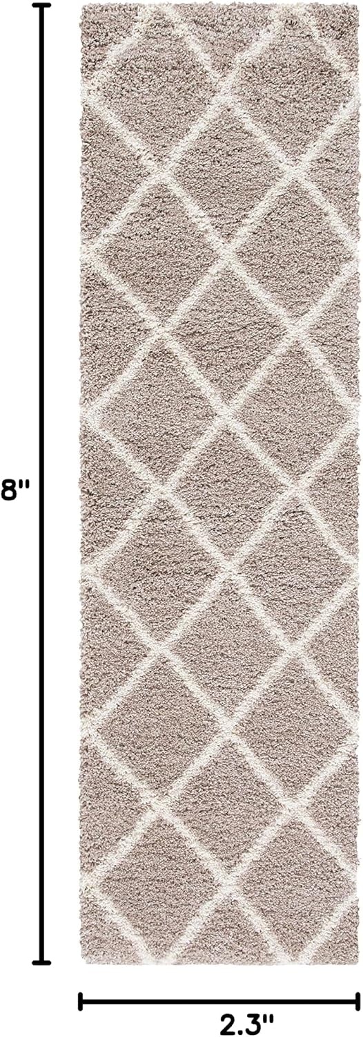 image:imageSAFAVIEH Area Rug 8x10 Hudson Shag Collection Large Ivory amp Grey Trellis Pattern NonShedding amp Easy Cleaning Ultra Plush Thick Pile Ideal for Living Room Bedroom Dining Space SGH222DBeigeIvory