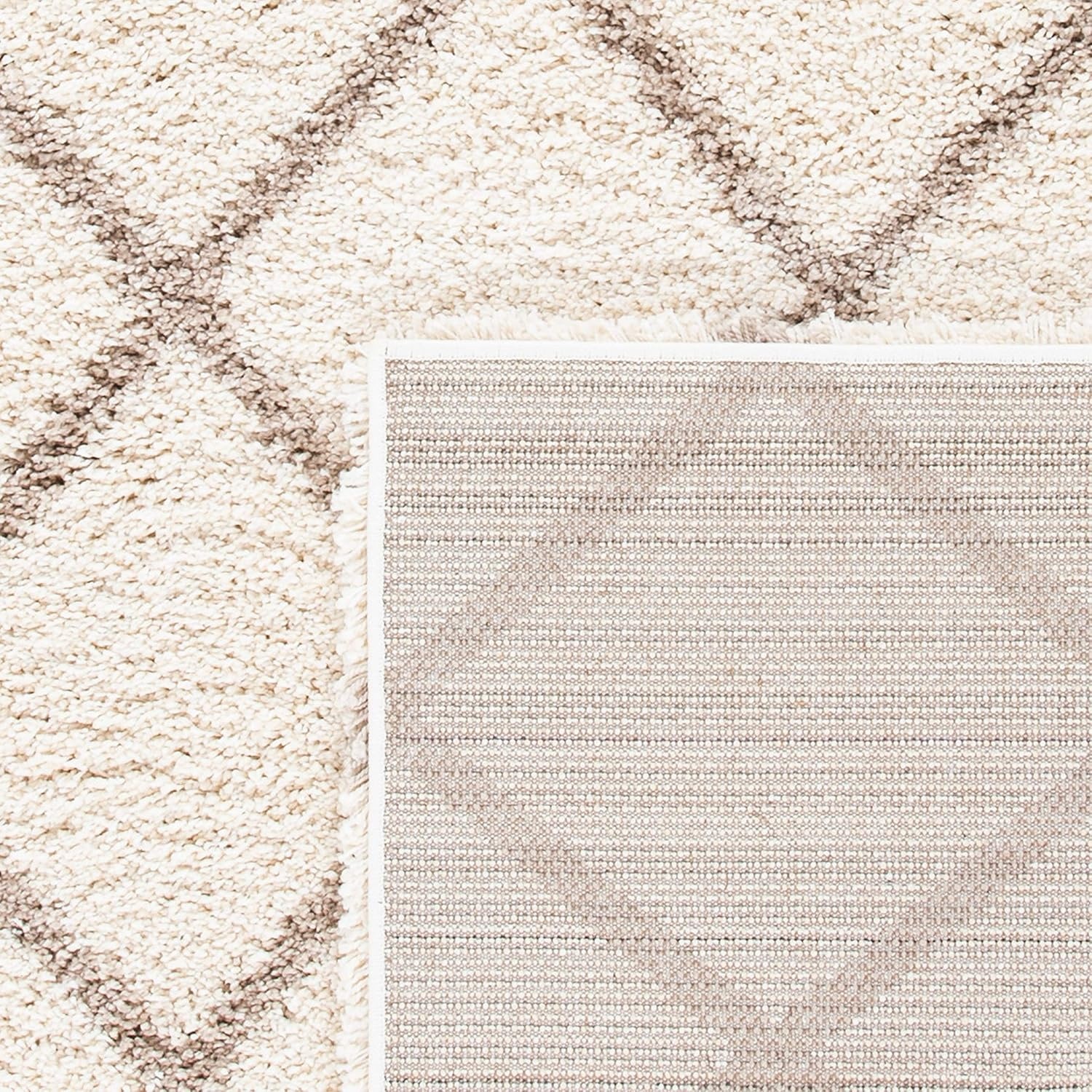 image:imageSAFAVIEH Area Rug 8x10 Hudson Shag Collection Large Ivory amp Grey Trellis Pattern NonShedding amp Easy Cleaning Ultra Plush Thick Pile Ideal for Living Room Bedroom Dining Space SGH222DIvoryBeige