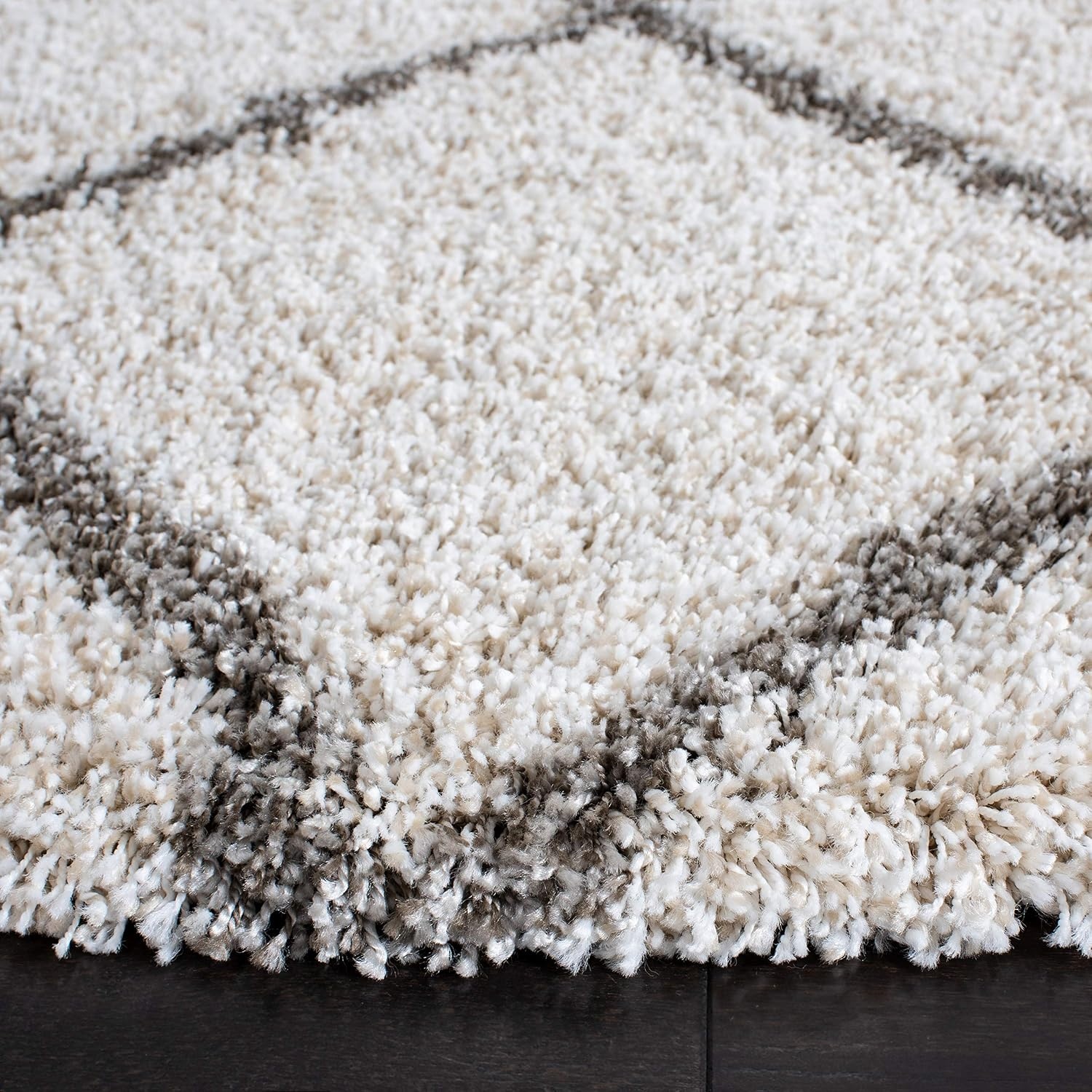 image:imageSAFAVIEH Area Rug 8x10 Hudson Shag Collection Large Ivory amp Grey Trellis Pattern NonShedding amp Easy Cleaning Ultra Plush Thick Pile Ideal for Living Room Bedroom Dining Space SGH222DIvoryGrey