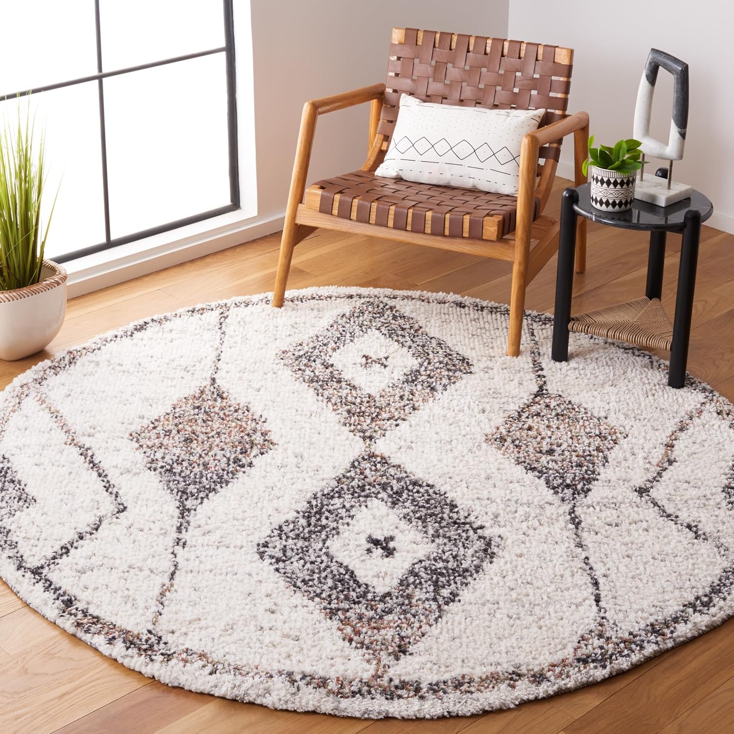 image:imageSAFAVIEH Area Rug 8x10 Jericho Shag Collection Large Ivory amp Black Moroccan Boho Design NonShedding amp Easy Cleaning Plush Thick Pile Ideal for Living Room Bedroom Dining Space JER102AIvoryBlack