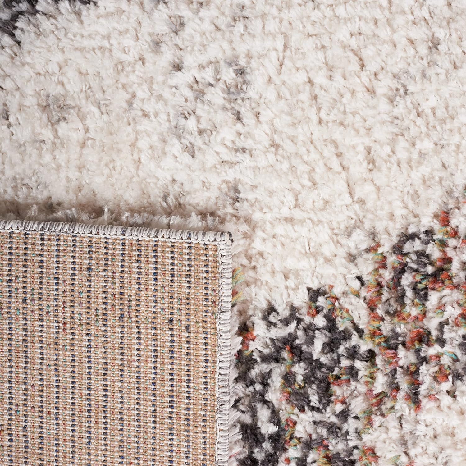 image:imageSAFAVIEH Area Rug 8x10 Jericho Shag Collection Large Ivory amp Black Moroccan Boho Design NonShedding amp Easy Cleaning Plush Thick Pile Ideal for Living Room Bedroom Dining Space JER102AIvoryBlack