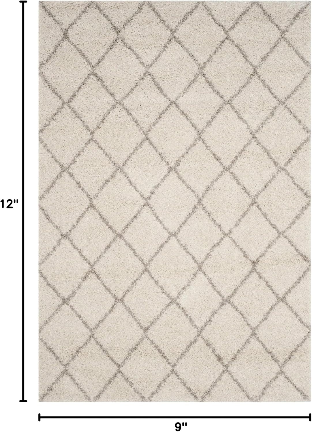 image:imageSAFAVIEH Area Rug 9x12 Arizona Shag Collection Large Ivory amp Beige Trellis Design NonShedding amp Easy to Clean Ideal for Living Room Bedroom Dining Space ASG742A