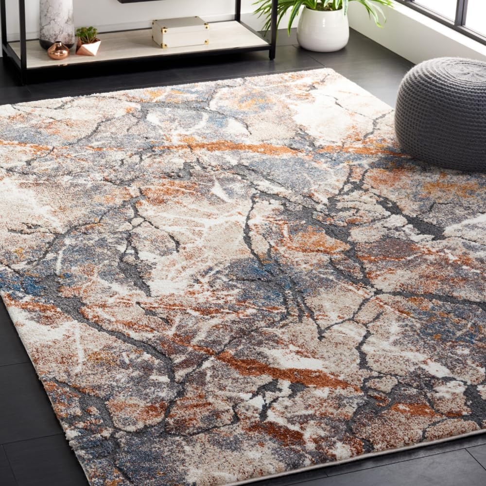 image:imageSAFAVIEH Cyrus Shag Collection Area Rug 9 x 12 Grey amp Rust Modern Abstract Design NonShedding amp Easy Care 08inch Thick Ideal for High Traffic Areas in Living Room Bedroom CYR140FGreyRust