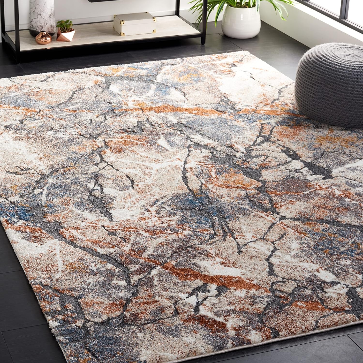 image:imageSAFAVIEH Cyrus Shag Collection Area Rug 9 x 12 Grey amp Rust Modern Abstract Design NonShedding amp Easy Care 08inch Thick Ideal for High Traffic Areas in Living Room Bedroom CYR140FGreyRust
