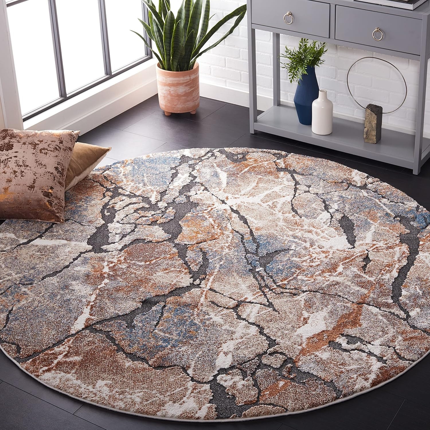 image:imageSAFAVIEH Cyrus Shag Collection Area Rug 9 x 12 Grey amp Rust Modern Abstract Design NonShedding amp Easy Care 08inch Thick Ideal for High Traffic Areas in Living Room Bedroom CYR140FGreyRust