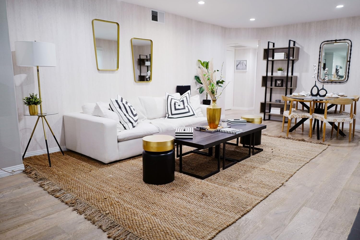 image:imageSAFAVIEH FLL4020A Home Collection Morrison Brass Gold and Black Side Table Floor Lamp