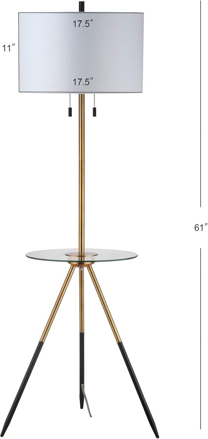image:imageSAFAVIEH FLL4020A Home Collection Morrison Brass Gold and Black Side Table Floor Lamp
