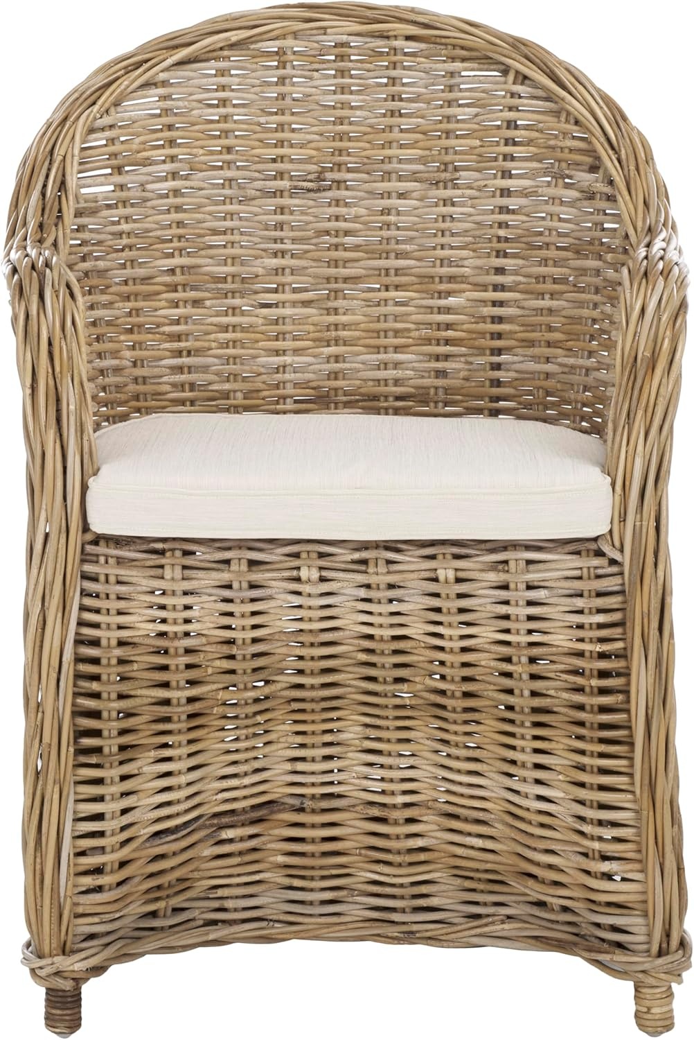 image:imageSAFAVIEH Furniture Zane Club Chair 173 Seat Height Grey Rattan Coastal Woven Design Ideal for Living Room Sunroom Bedroom Fully Assembled SEA7006A