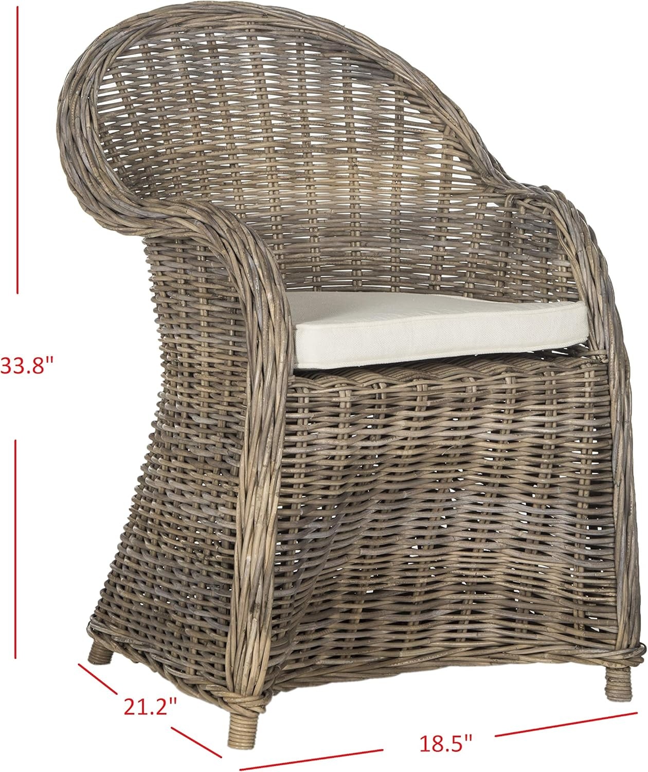 image:imageSAFAVIEH Furniture Zane Club Chair 173 Seat Height Grey Rattan Coastal Woven Design Ideal for Living Room Sunroom Bedroom Fully Assembled SEA7006A