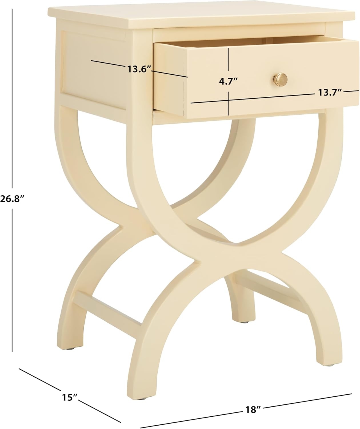 image:imageSAFAVIEH Home Collection Maxine Navy Blue 1Drawer Accent Table Nightstand Bedside Accent Table Fully AssembledVanilla