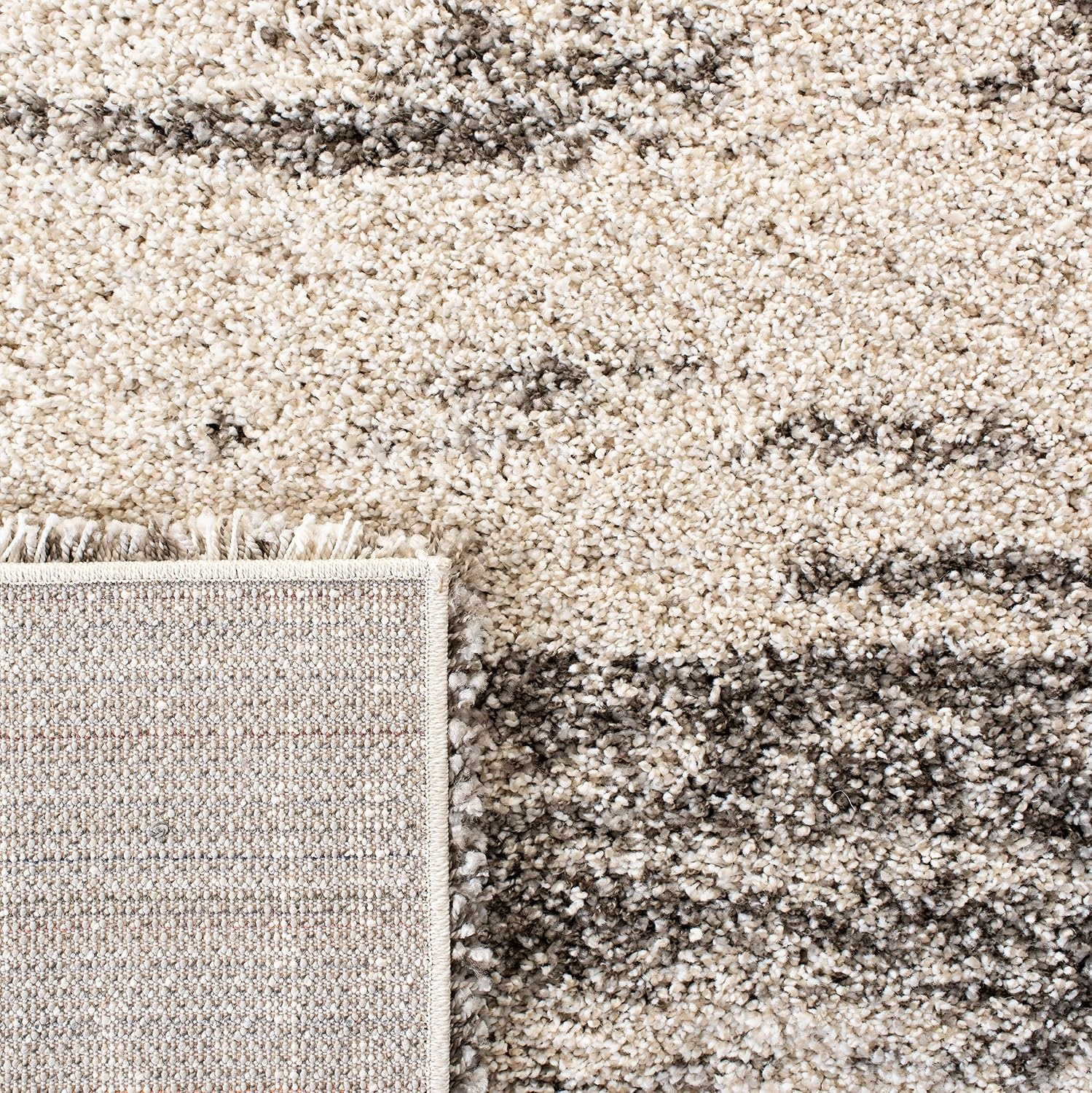 image:imageSAFAVIEH Hudson Shag Collection Area Rug 9 x 12 Ivory amp Grey Abstract Design NonShedding amp Easy Care 2inch Thick Ideal for High Traffic Areas in Living Room Bedroom SGH203AIvoryGrey