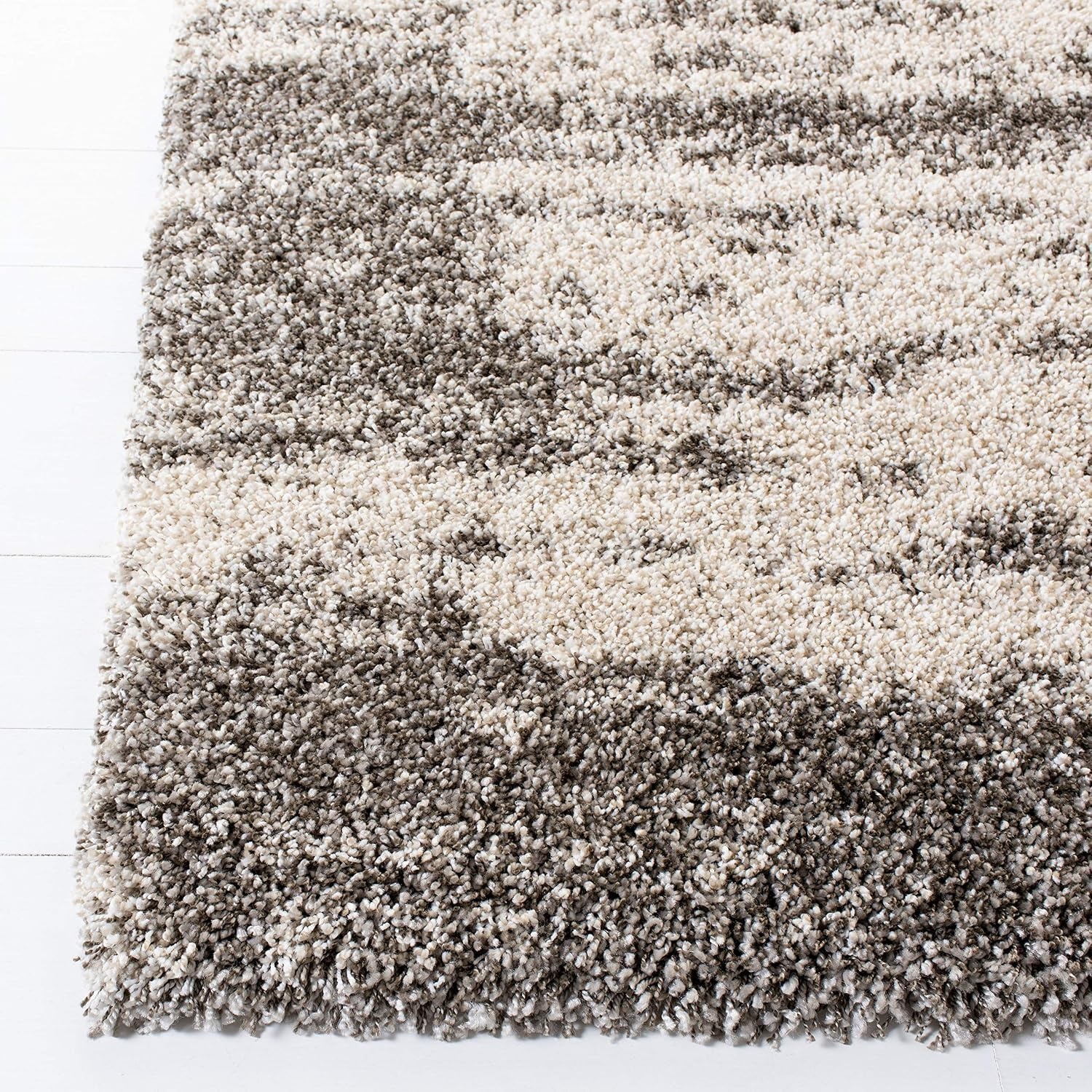 image:imageSAFAVIEH Hudson Shag Collection Area Rug 9 x 12 Ivory amp Grey Abstract Design NonShedding amp Easy Care 2inch Thick Ideal for High Traffic Areas in Living Room Bedroom SGH203AIvoryGrey