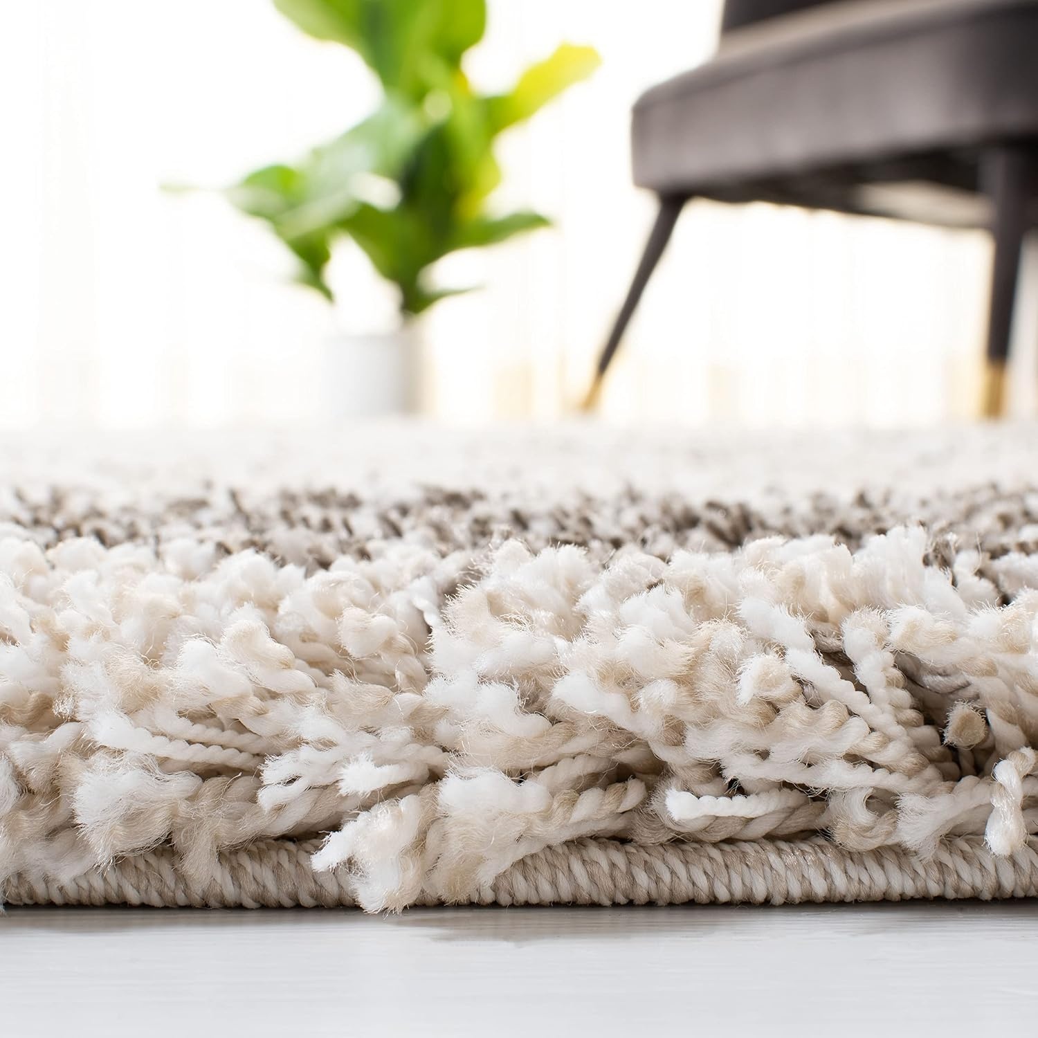 image:imageSAFAVIEH Hudson Shag Collection Area Rug 9 x 12 Ivory amp Grey Abstract Design NonShedding amp Easy Care 2inch Thick Ideal for High Traffic Areas in Living Room Bedroom SGH203AIvoryGrey