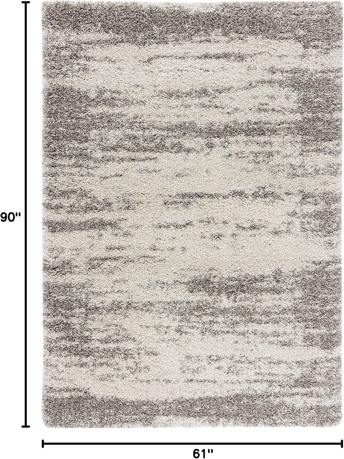 image:imageSAFAVIEH Hudson Shag Collection Area Rug 9 x 12 Ivory amp Grey Abstract Design NonShedding amp Easy Care 2inch Thick Ideal for High Traffic Areas in Living Room Bedroom SGH203AIvoryGrey