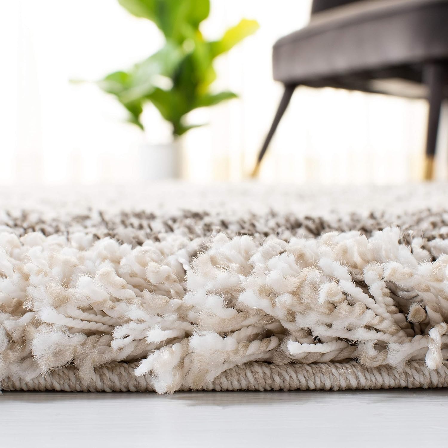 image:imageSAFAVIEH Hudson Shag Collection Area Rug 9 x 12 Ivory amp Grey Abstract Design NonShedding amp Easy Care 2inch Thick Ideal for High Traffic Areas in Living Room Bedroom SGH203AIvoryGrey