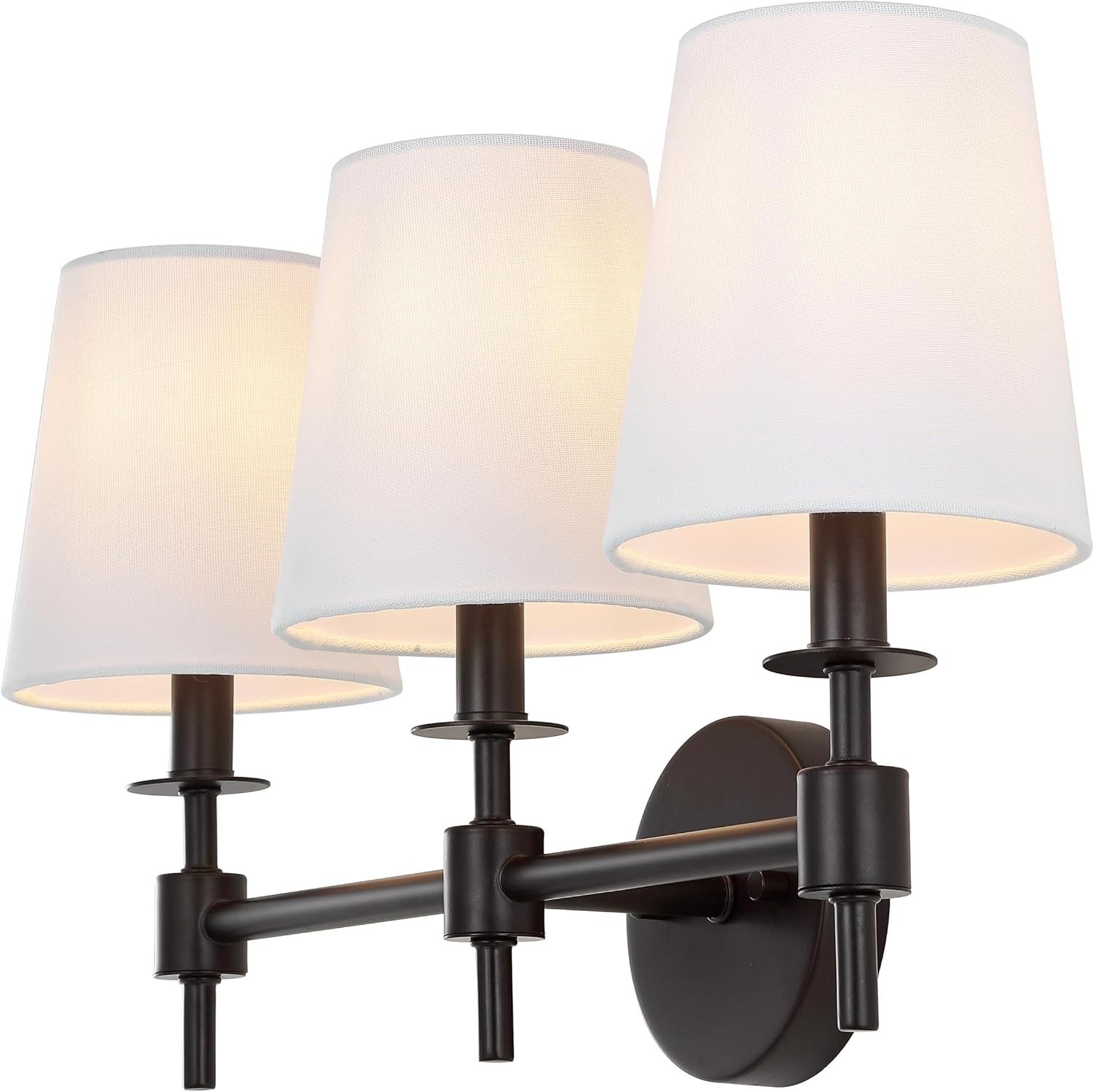 image:imageSAFAVIEH Lighting Davielle 3Light 21Inch Wall Sconce Chrome Fabric Shade 3Light Design Ideal for Vanity Hallway Bedroom Bathroom LED Bulbs Included SCN4120CBlack