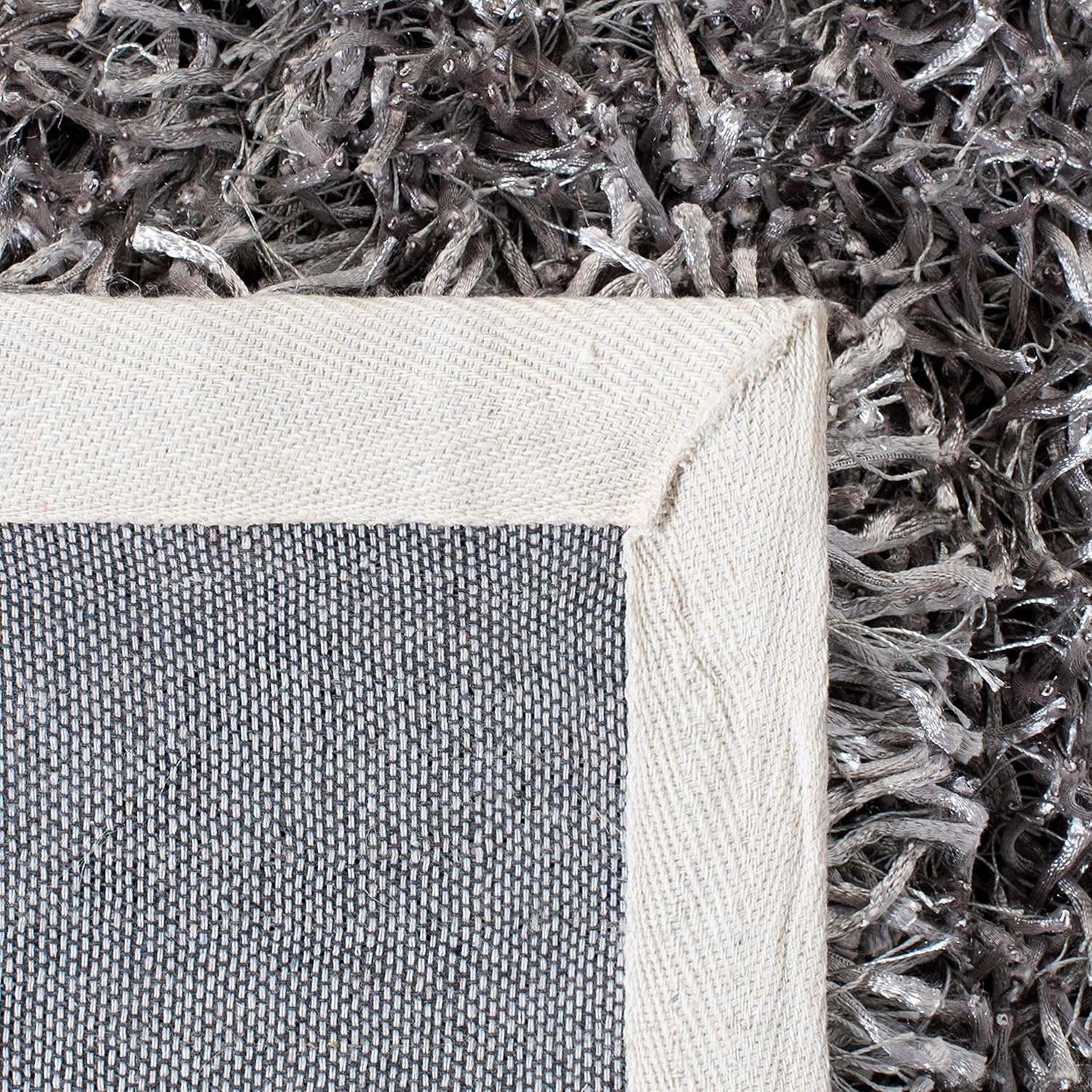 image:imageSAFAVIEH New Orleans Shag Collection Area Rug 86 x 12 Grey amp Grey Handmade 16inch Thick Ideal for High Traffic Areas in Living Room Bedroom SG5318080