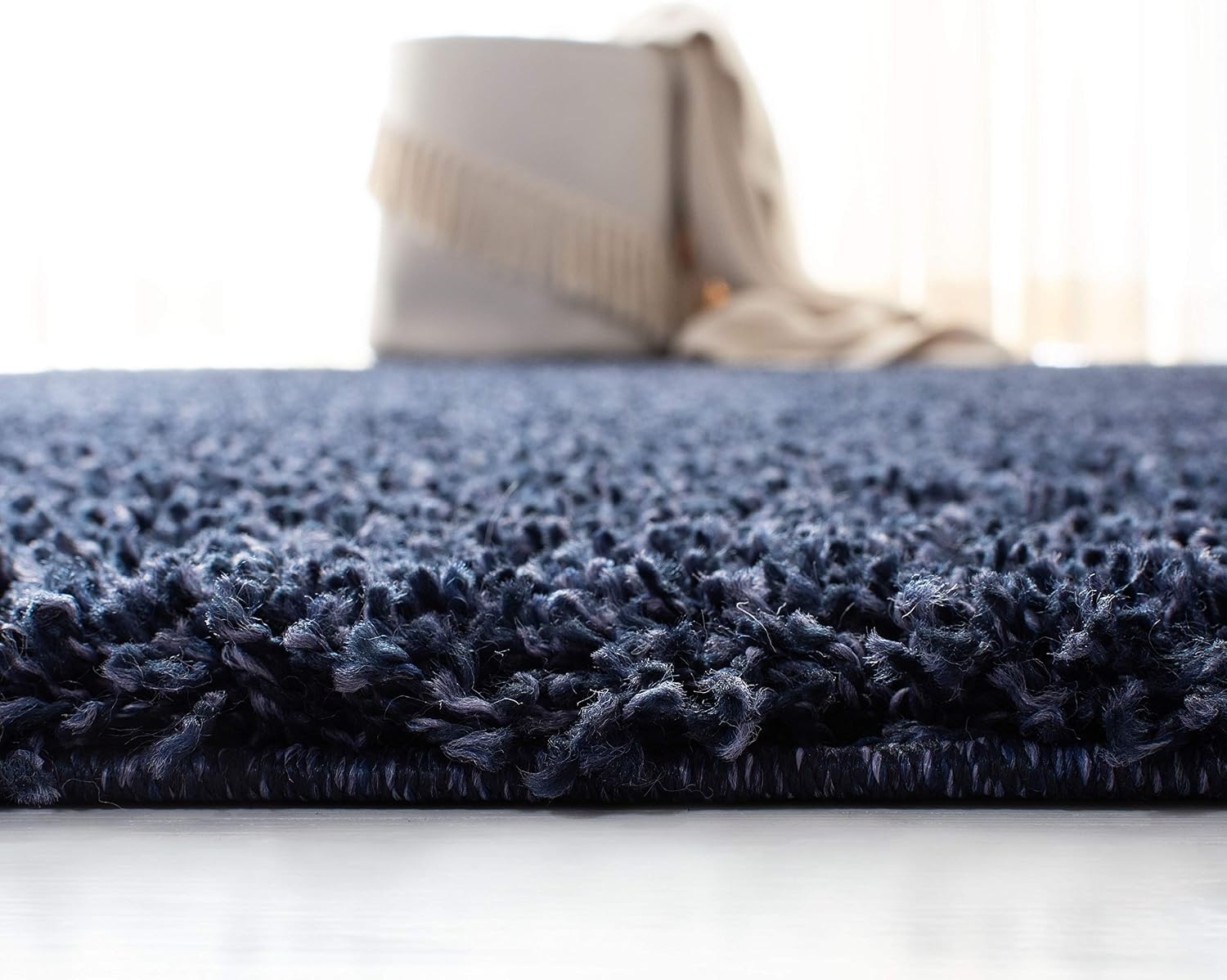 image:imageSAFAVIEH Primo Shag Collection Area Rug 9 x 12 Light Grey Solid Design NonShedding amp Easy Care 12inch Thick Ideal for High Traffic Areas in Living Room Bedroom PRM300GNavy
