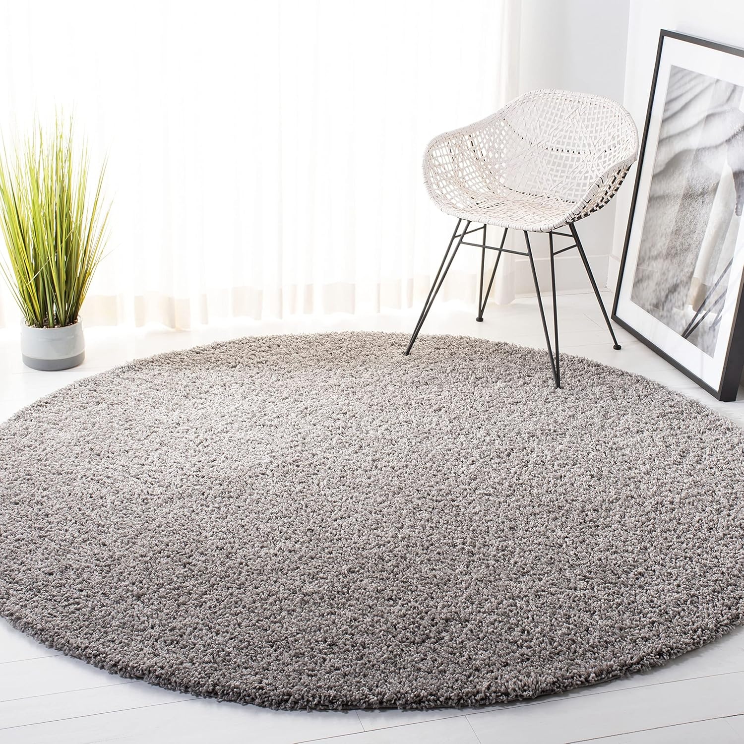 image:imageSAFAVIEH Primo Shag Collection Area Rug 9 x 12 Light Grey Solid Design NonShedding amp Easy Care 12inch Thick Ideal for High Traffic Areas in Living Room Bedroom PRM300GLight Grey