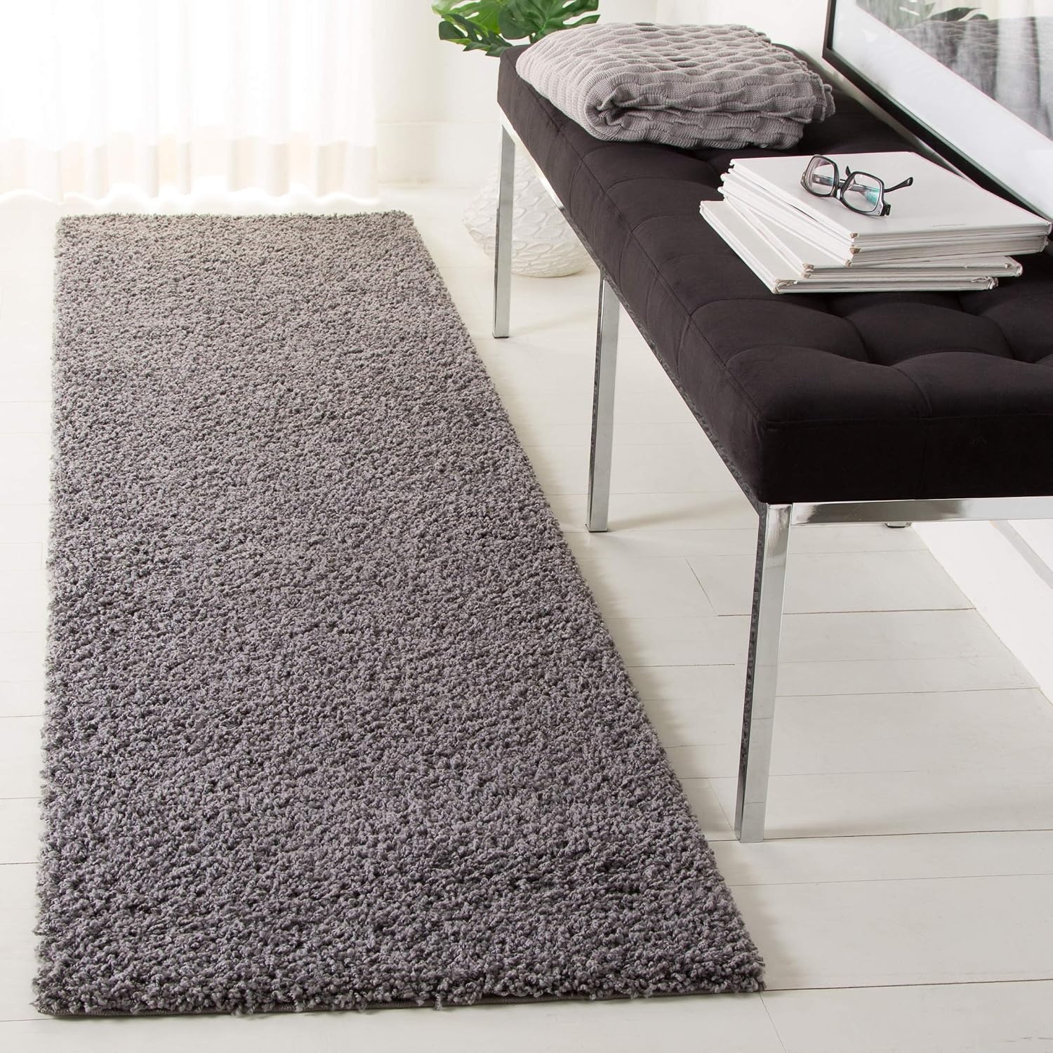 image:imageSAFAVIEH Primo Shag Collection Area Rug 9 x 12 Light Grey Solid Design NonShedding amp Easy Care 12inch Thick Ideal for High Traffic Areas in Living Room Bedroom PRM300GDark Grey
