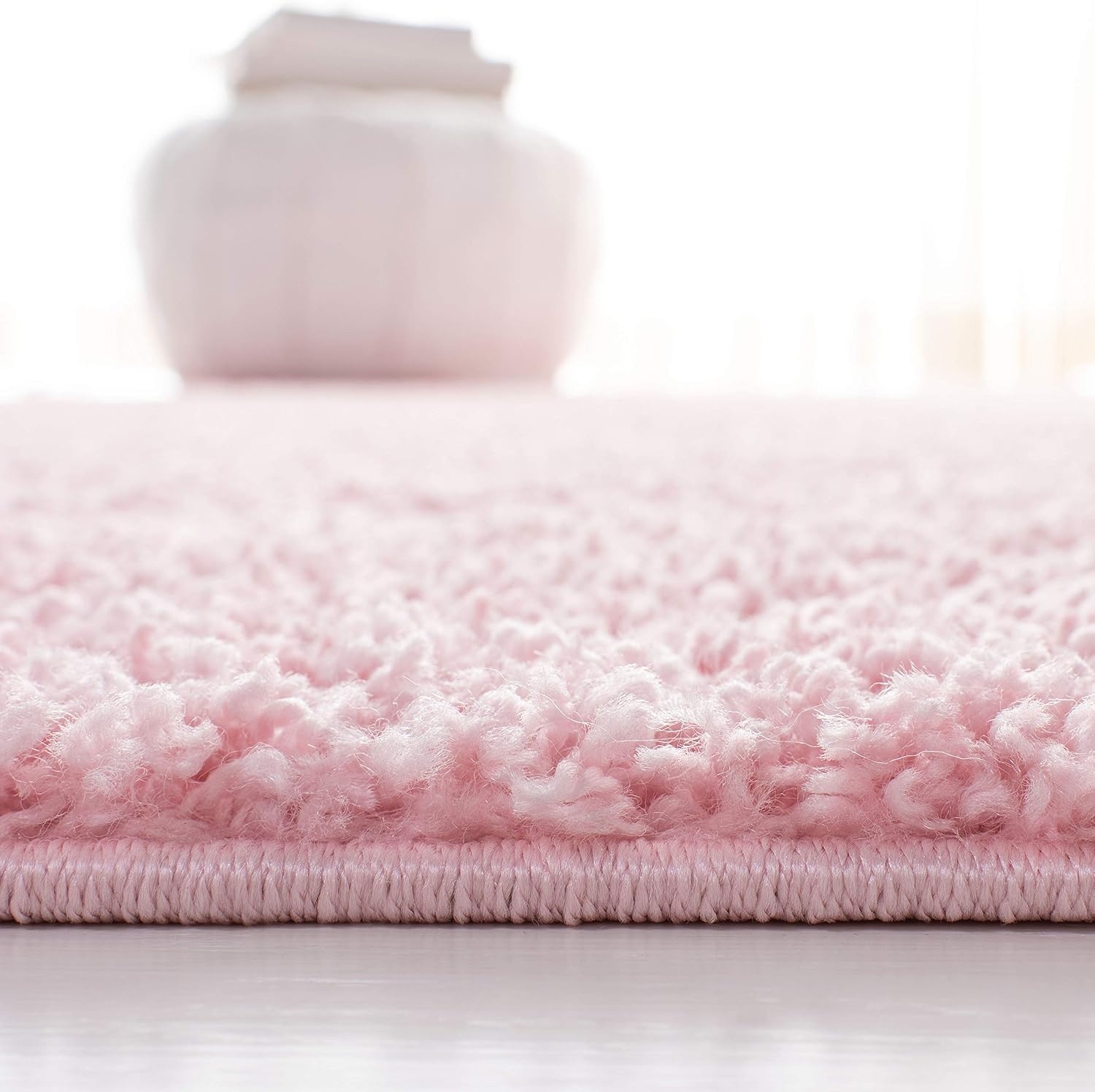 image:imageSAFAVIEH Primo Shag Collection Area Rug 9 x 12 Light Grey Solid Design NonShedding amp Easy Care 12inch Thick Ideal for High Traffic Areas in Living Room Bedroom PRM300GLight Pink