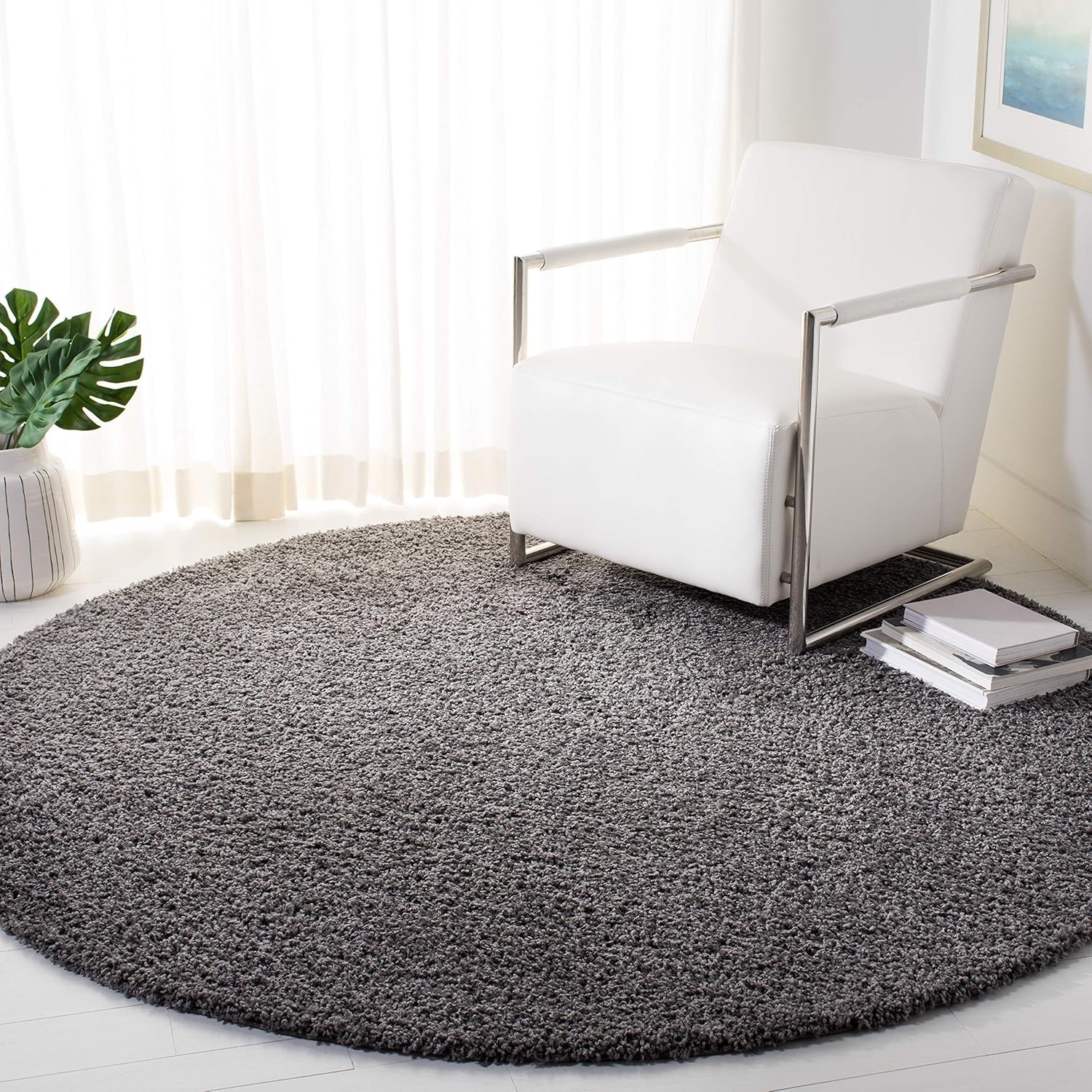 image:imageSAFAVIEH Primo Shag Collection Area Rug 9 x 12 Light Grey Solid Design NonShedding amp Easy Care 12inch Thick Ideal for High Traffic Areas in Living Room Bedroom PRM300GDark Grey
