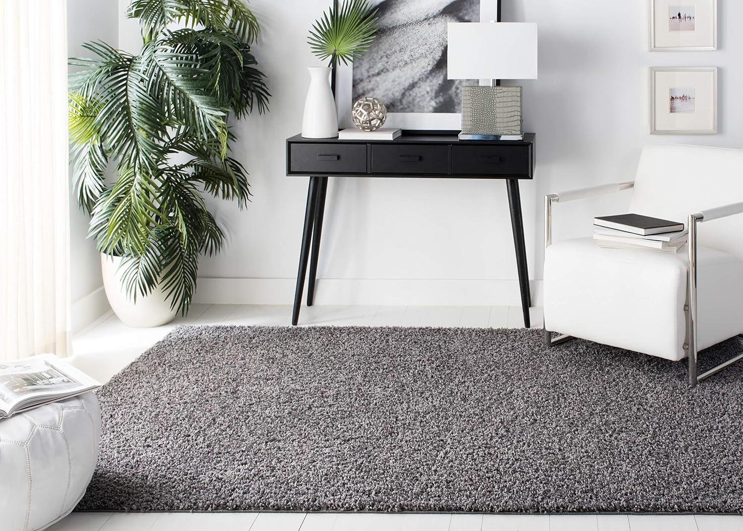 image:imageSAFAVIEH Primo Shag Collection Area Rug 9 x 12 Light Grey Solid Design NonShedding amp Easy Care 12inch Thick Ideal for High Traffic Areas in Living Room Bedroom PRM300GDark Grey