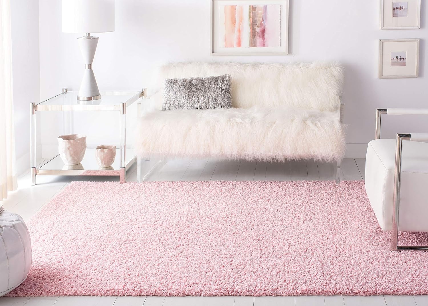 image:imageSAFAVIEH Primo Shag Collection Area Rug 9 x 12 Light Grey Solid Design NonShedding amp Easy Care 12inch Thick Ideal for High Traffic Areas in Living Room Bedroom PRM300GLight Pink