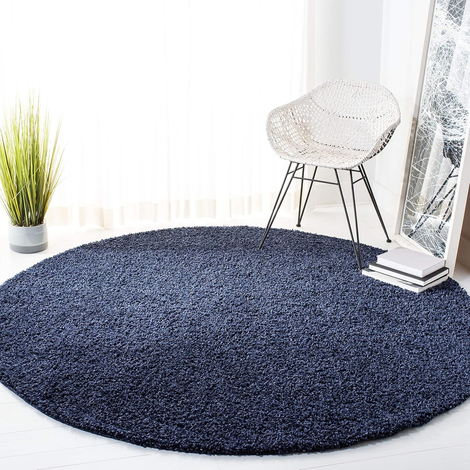 image:imageSAFAVIEH Primo Shag Collection Area Rug 9 x 12 Light Grey Solid Design NonShedding amp Easy Care 12inch Thick Ideal for High Traffic Areas in Living Room Bedroom PRM300GNavy