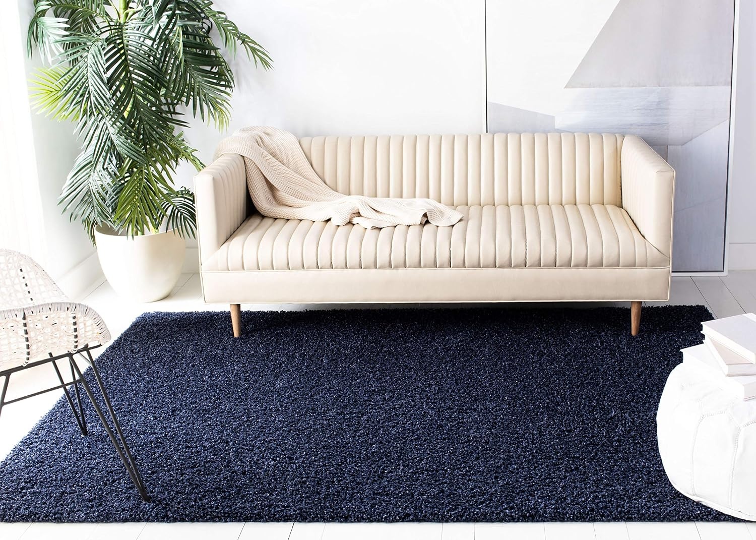 image:imageSAFAVIEH Primo Shag Collection Area Rug 9 x 12 Light Grey Solid Design NonShedding amp Easy Care 12inch Thick Ideal for High Traffic Areas in Living Room Bedroom PRM300GNavy