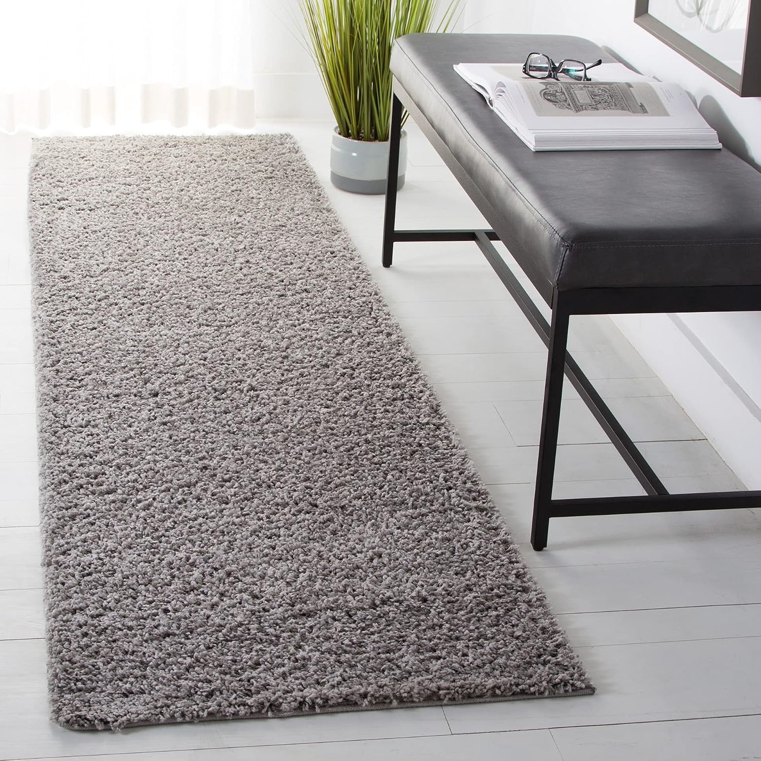 image:imageSAFAVIEH Primo Shag Collection Area Rug 9 x 12 Light Grey Solid Design NonShedding amp Easy Care 12inch Thick Ideal for High Traffic Areas in Living Room Bedroom PRM300GLight Grey