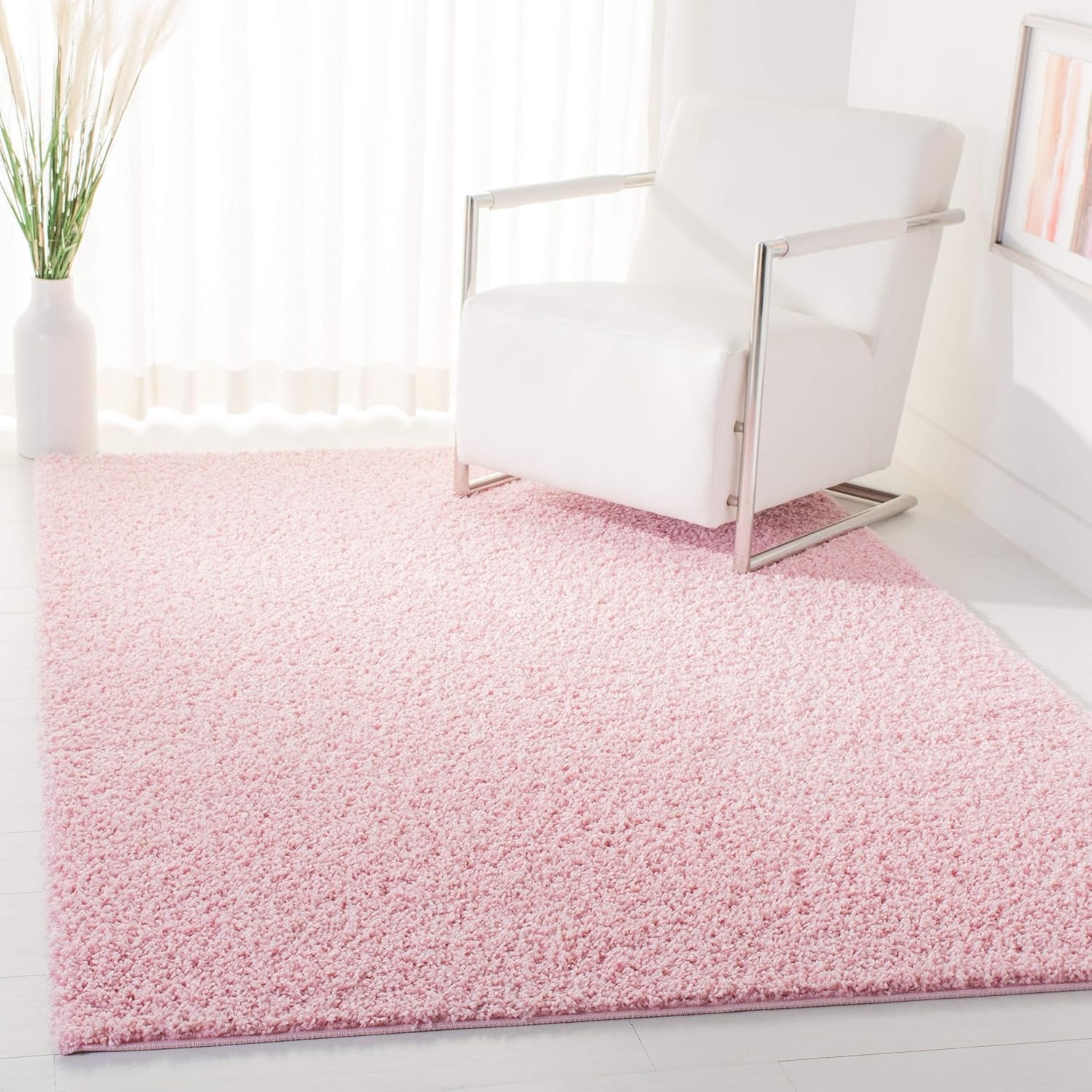 image:imageSAFAVIEH Primo Shag Collection Area Rug 9 x 12 Light Grey Solid Design NonShedding amp Easy Care 12inch Thick Ideal for High Traffic Areas in Living Room Bedroom PRM300GLight Pink