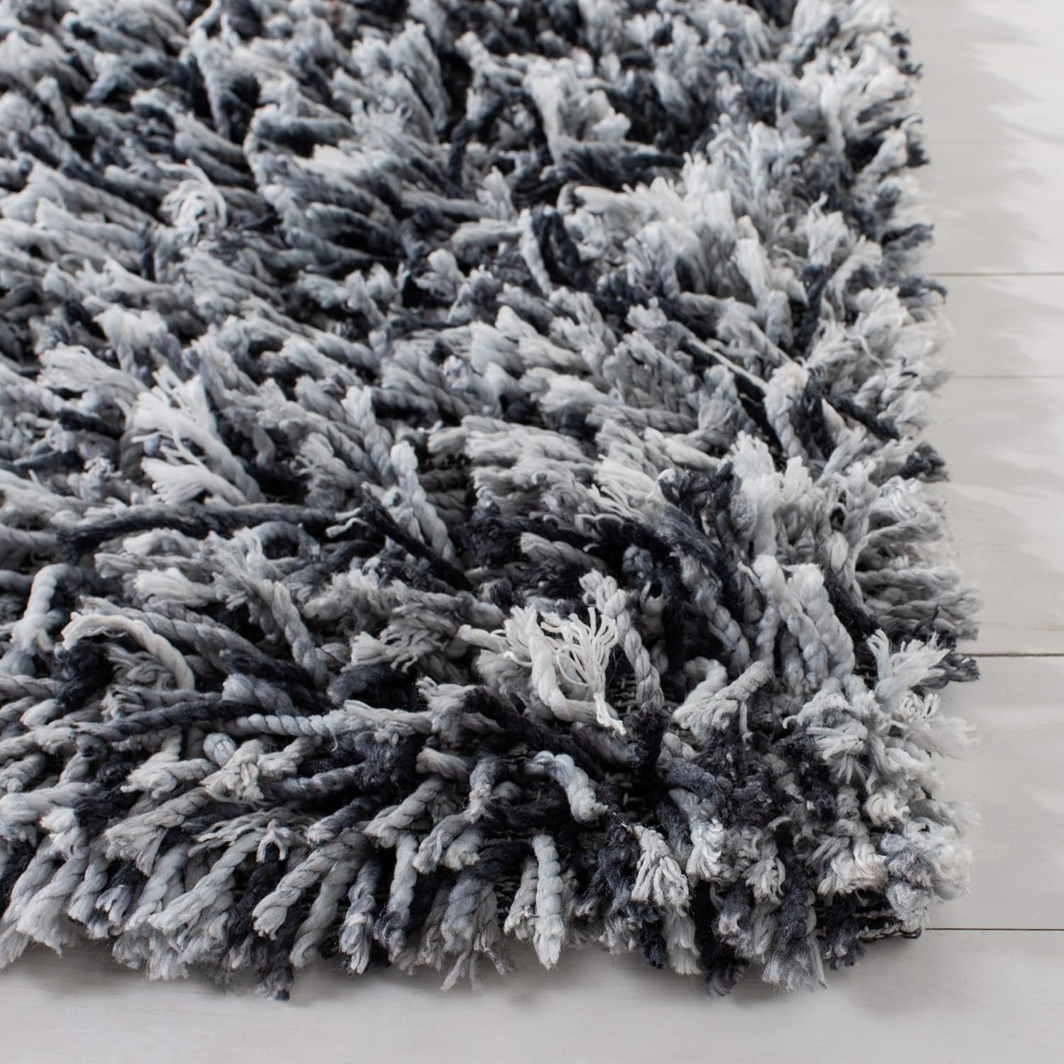 image:imageSAFAVIEH Rio Shag Collection 8 x 10 BlackIvory SG960H Handmade 1inch Thick Area RugBlackIvory