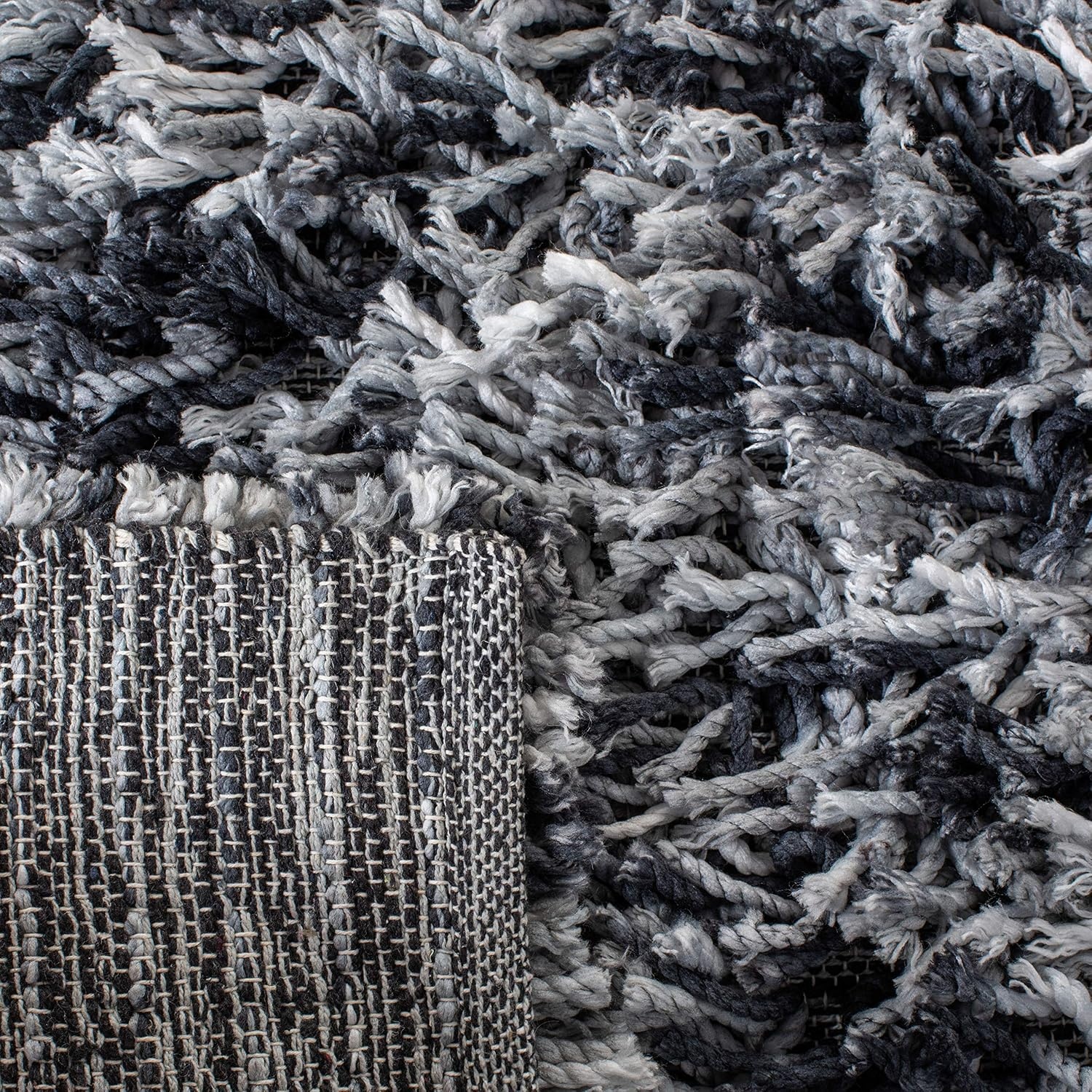 image:imageSAFAVIEH Rio Shag Collection 8 x 10 BlackIvory SG960H Handmade 1inch Thick Area RugBlackIvory