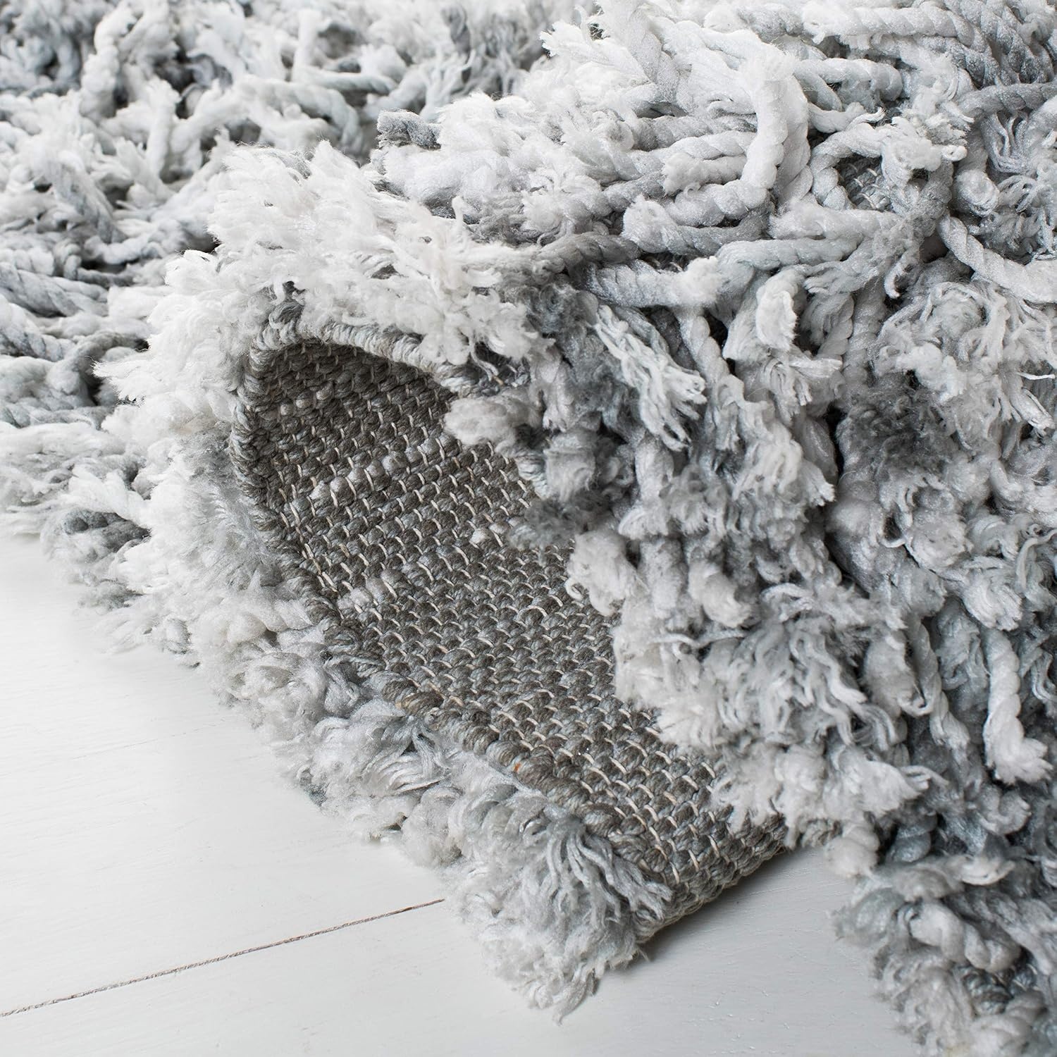 image:imageSAFAVIEH Rio Shag Collection 8 x 10 BlackIvory SG960H Handmade 1inch Thick Area RugGreyIvory