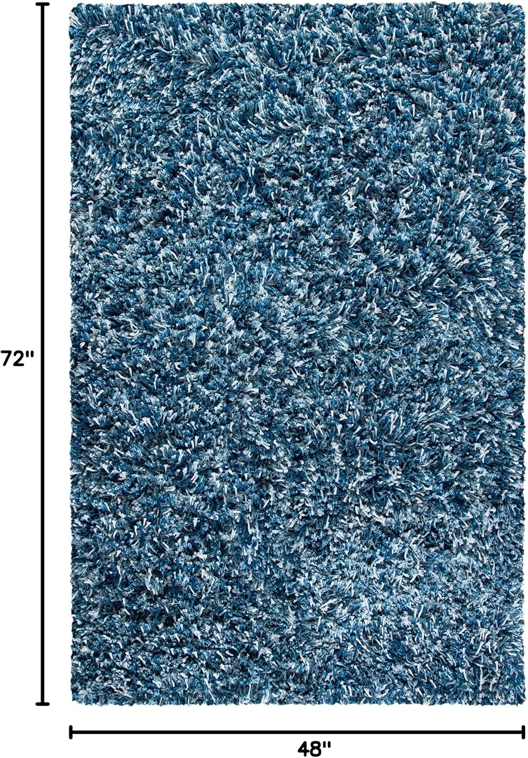 image:imageSAFAVIEH Rio Shag Collection 8 x 10 BlackIvory SG960H Handmade 1inch Thick Area RugNavyIvory