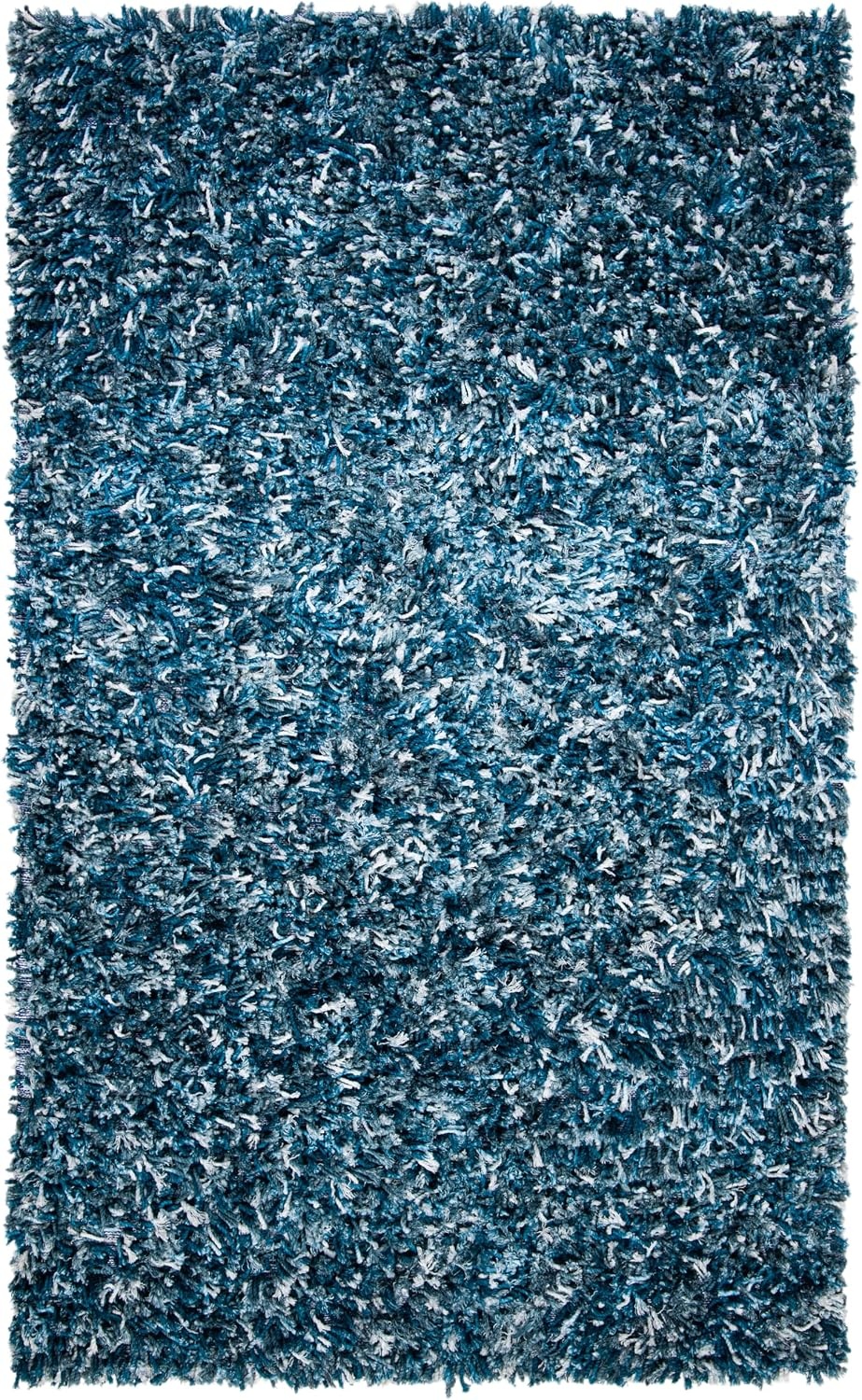 image:imageSAFAVIEH Rio Shag Collection 8 x 10 BlackIvory SG960H Handmade 1inch Thick Area RugNavyIvory