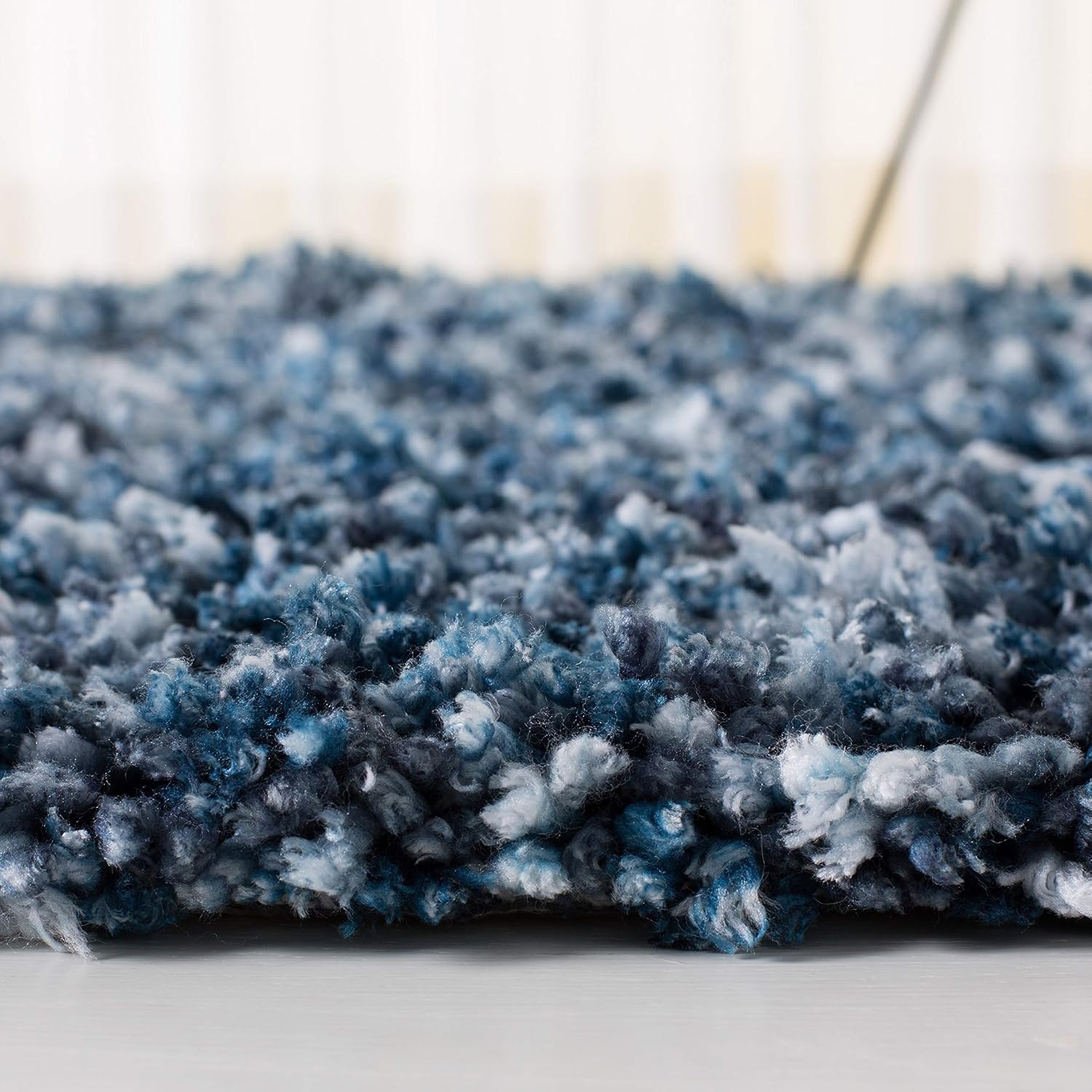image:imageSAFAVIEH Rio Shag Collection 8 x 10 BlackIvory SG960H Handmade 1inch Thick Area RugNavyIvory